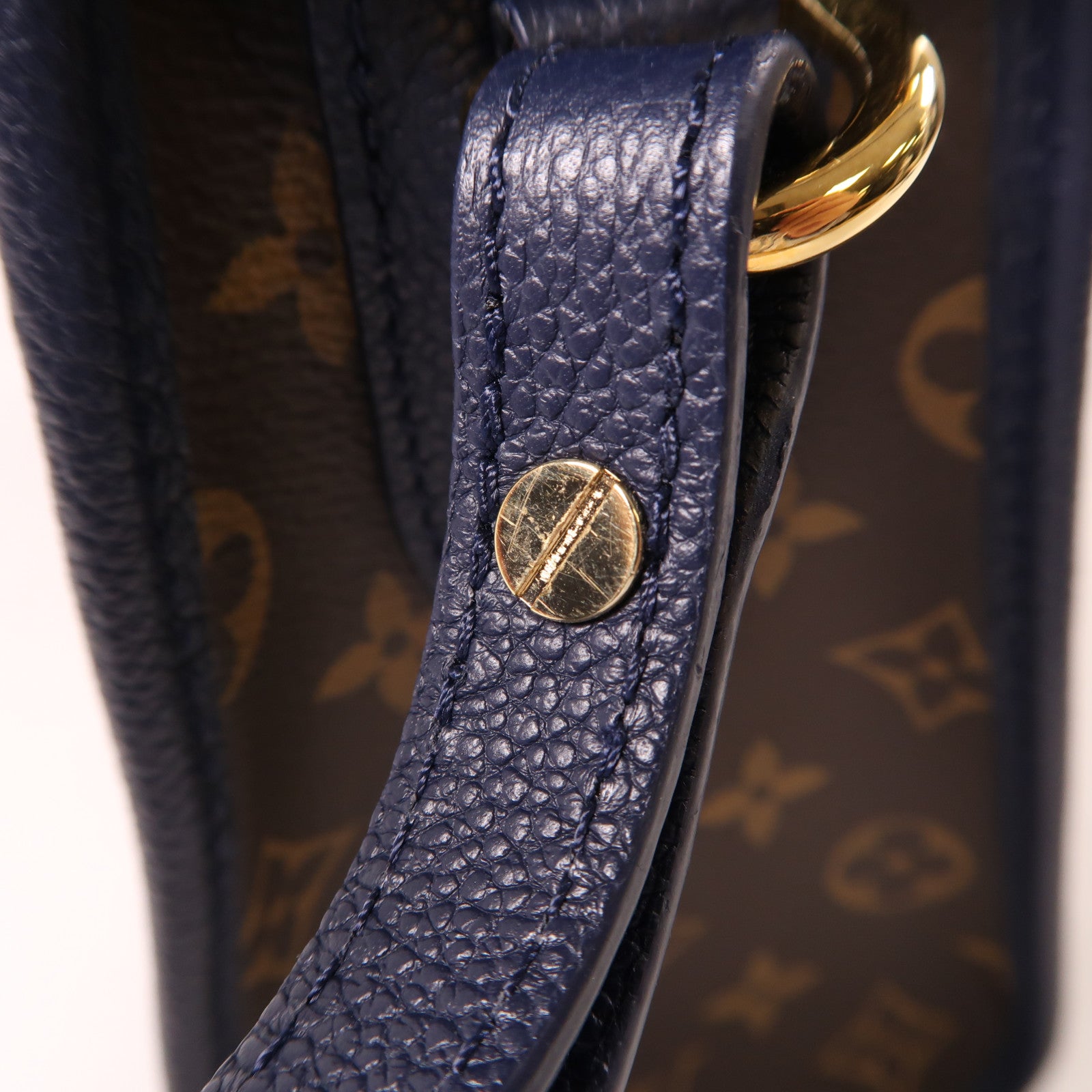 LOUIS VUITTON Monogram Popincourt PM金扣手挽肩背兩用袋啡色/深藍色
