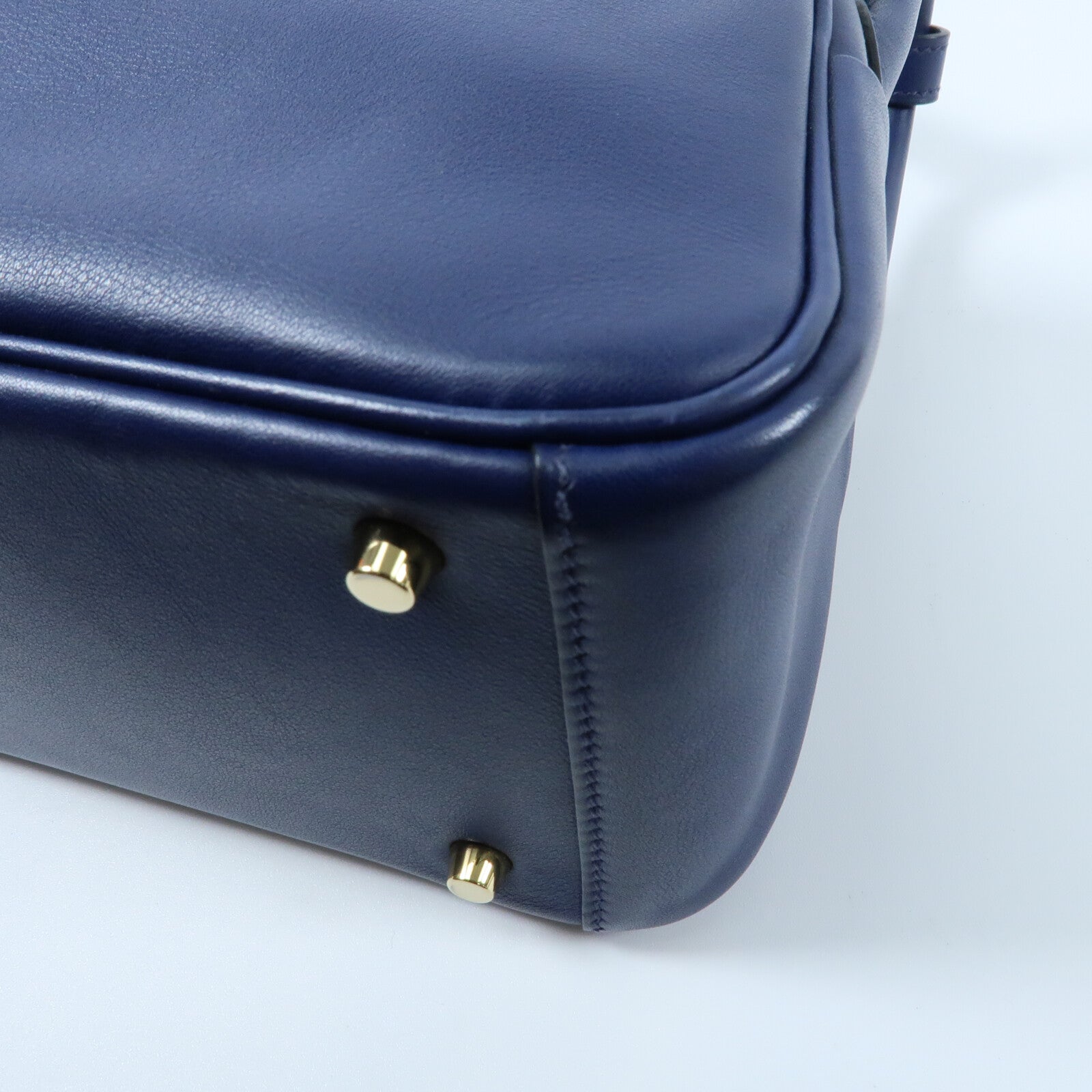 HERMES Swift皮革Mini Lindy金扣手挽肩背兩用袋Bleu Encre