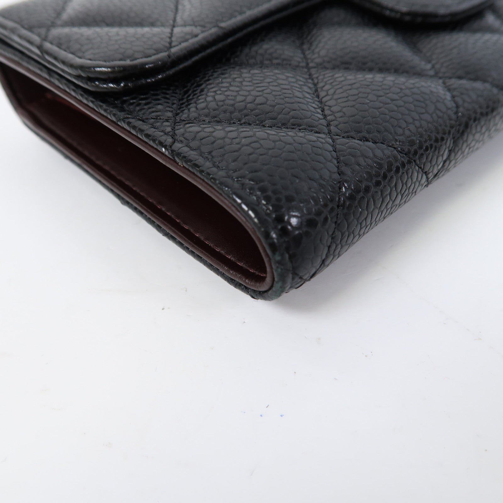 CHANEL 菱格Caviar皮革Long Wallet金扣長錢包黑色
