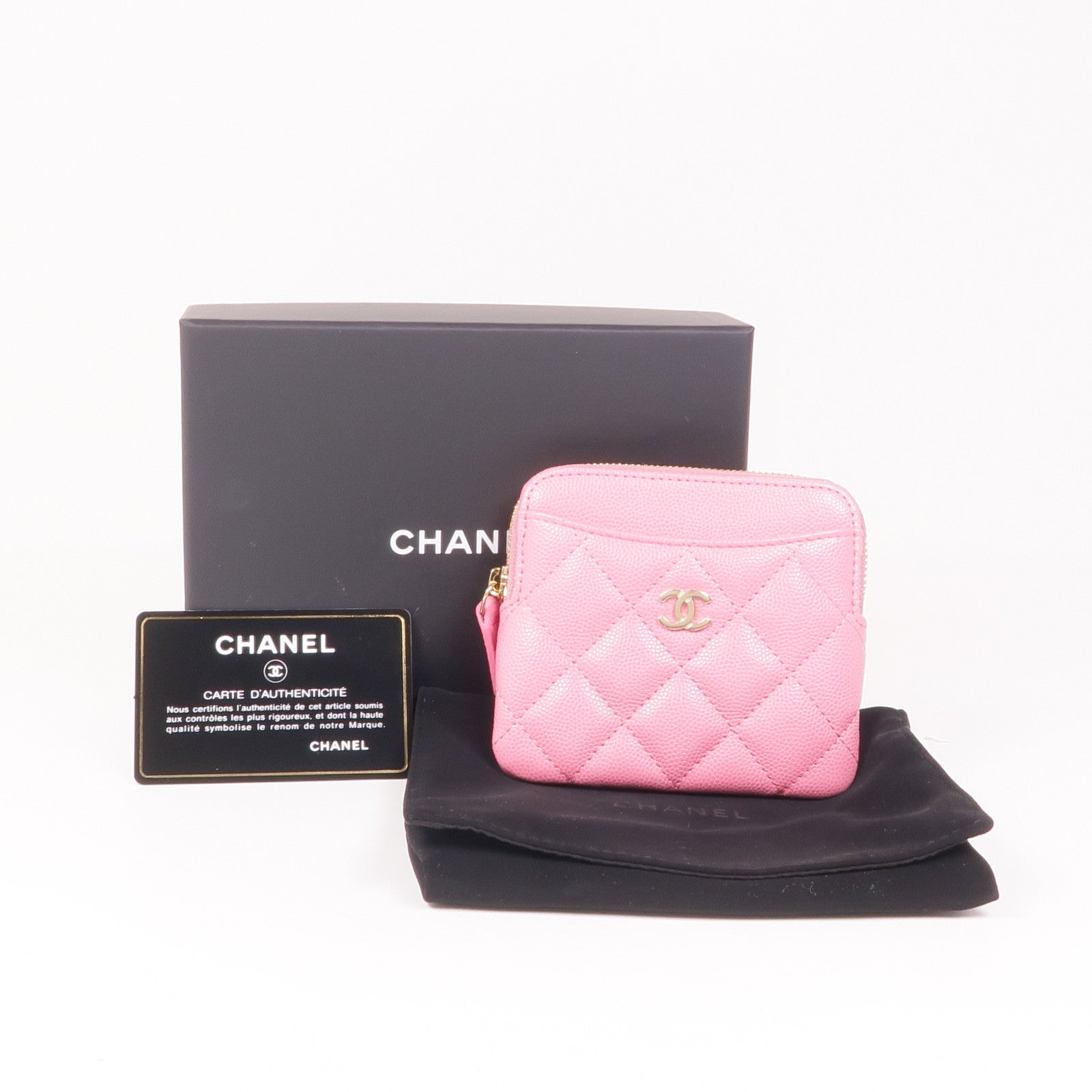 CHANEL 牛皮皮革Coin/Card Purse金扣零錢包/卡片套