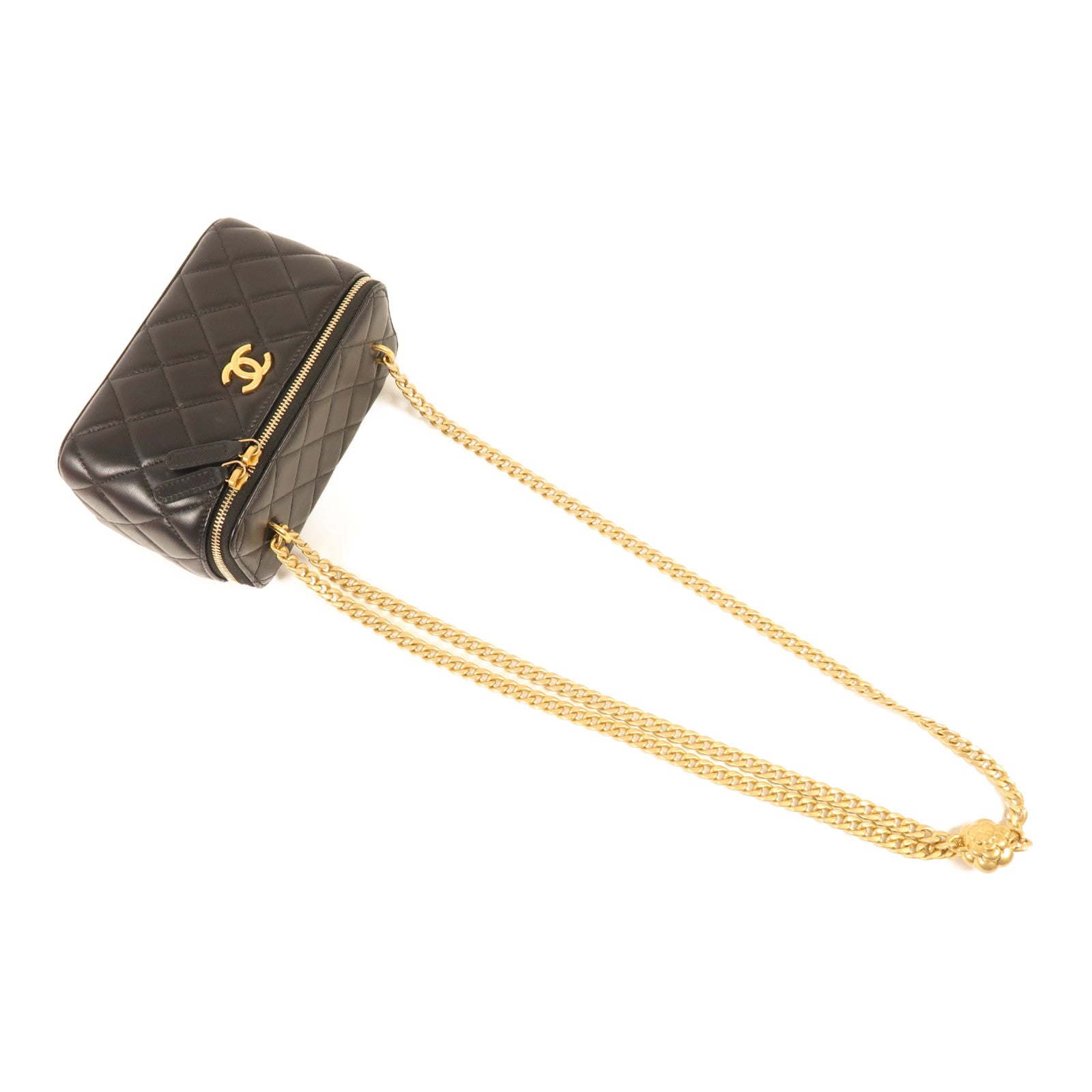 CHANEL 【激減優惠】羊皮皮革Vanity Case金扣鏈帶肩背袋