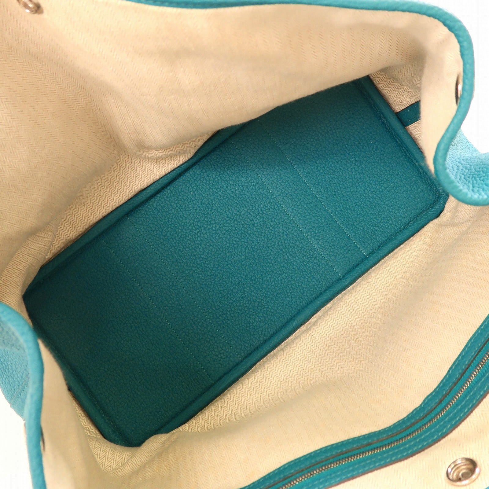 HERMES Negonda皮革GardenParty PM銀扣手挽袋Cobalt