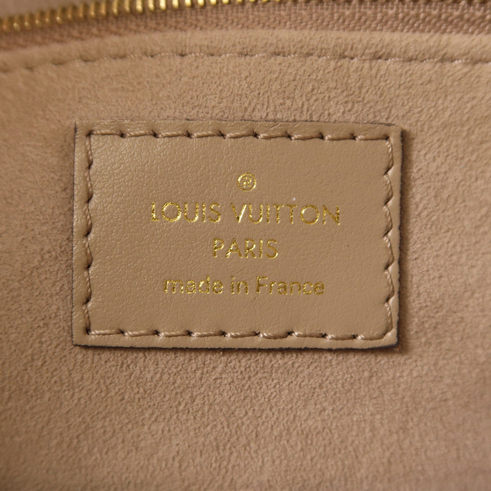 LOUIS VUITTON Monogram Empreinte OnTheGo MM金扣手挽肩背兩用袋米色