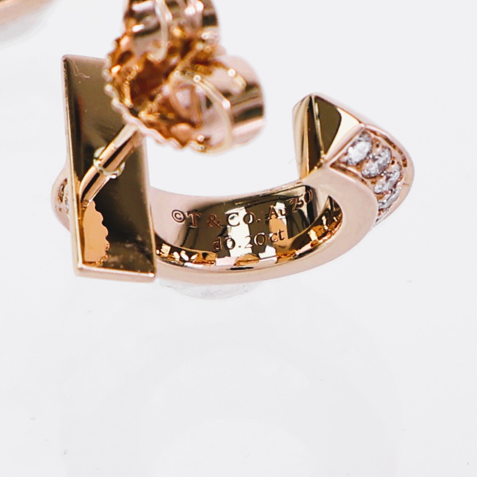 TIFFANY＆CO 18K玫瑰金T1 Earrings鑽石耳環