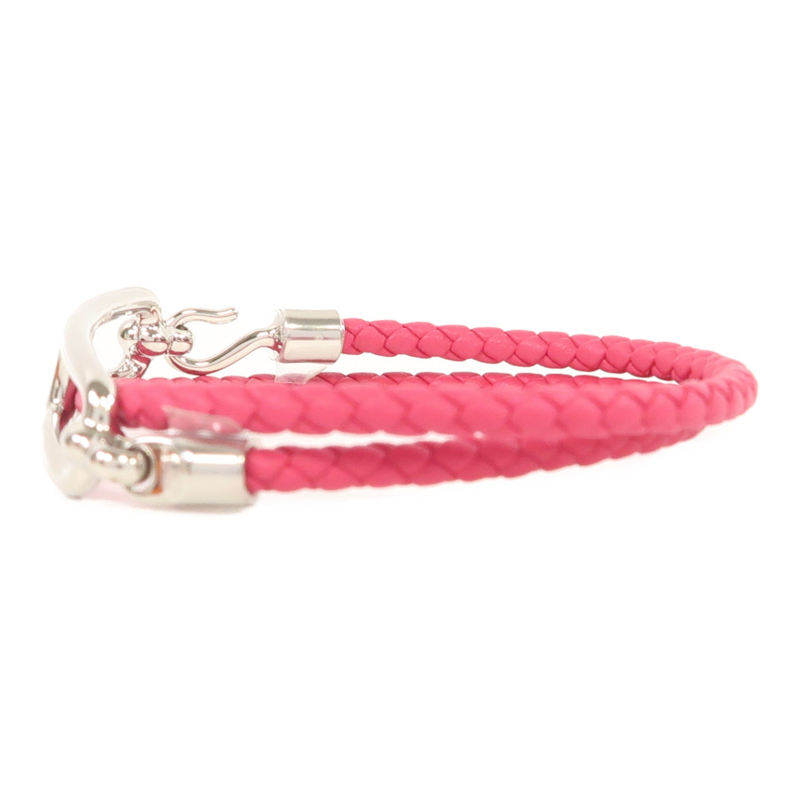 HERMES Swift皮革Roulis Double Tour Bracelet銀扣手鏈墨西哥玫瑰色