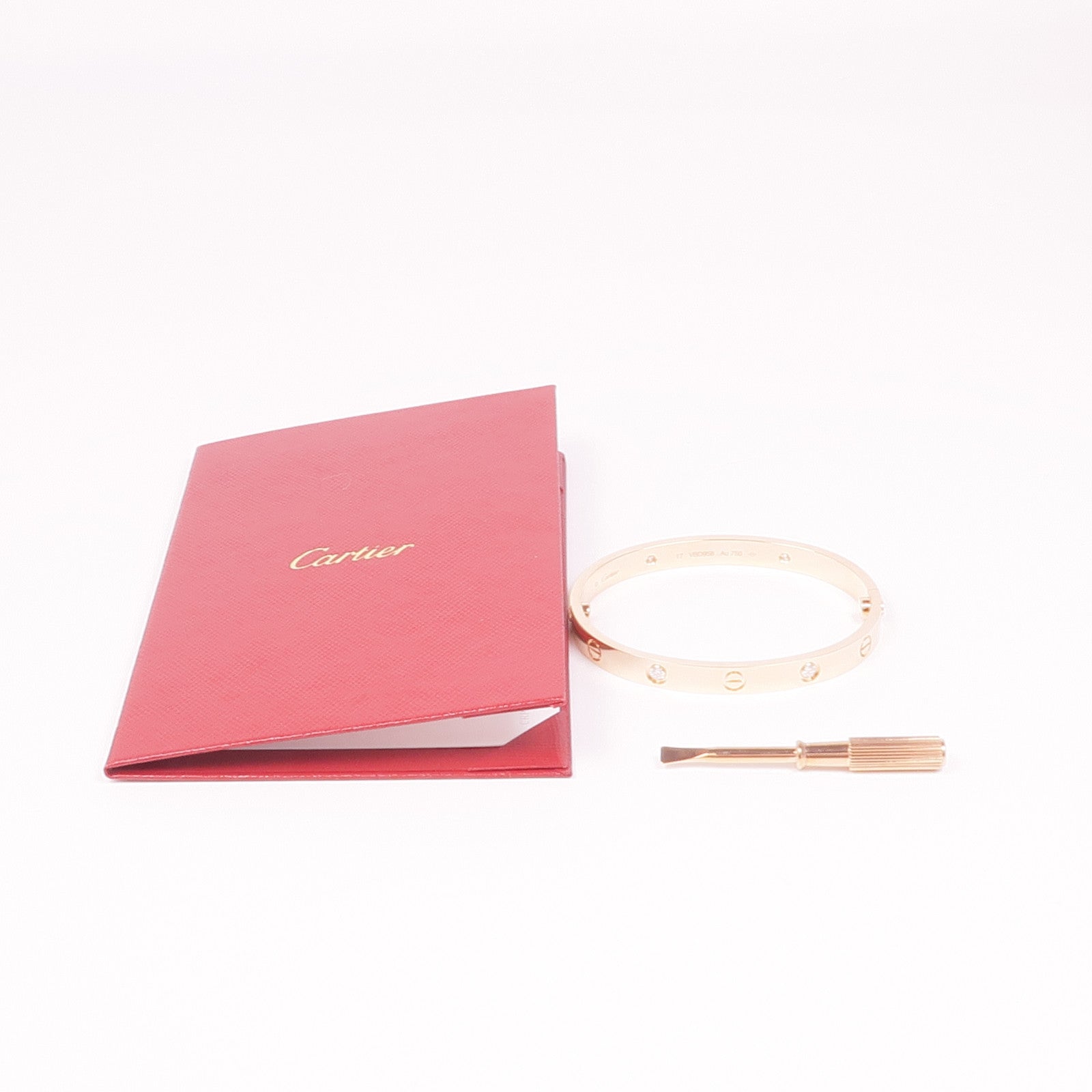 CARTIER 18K玫瑰金Love Bracelet 4P Diamond鑽石手鐲Cartier#17
