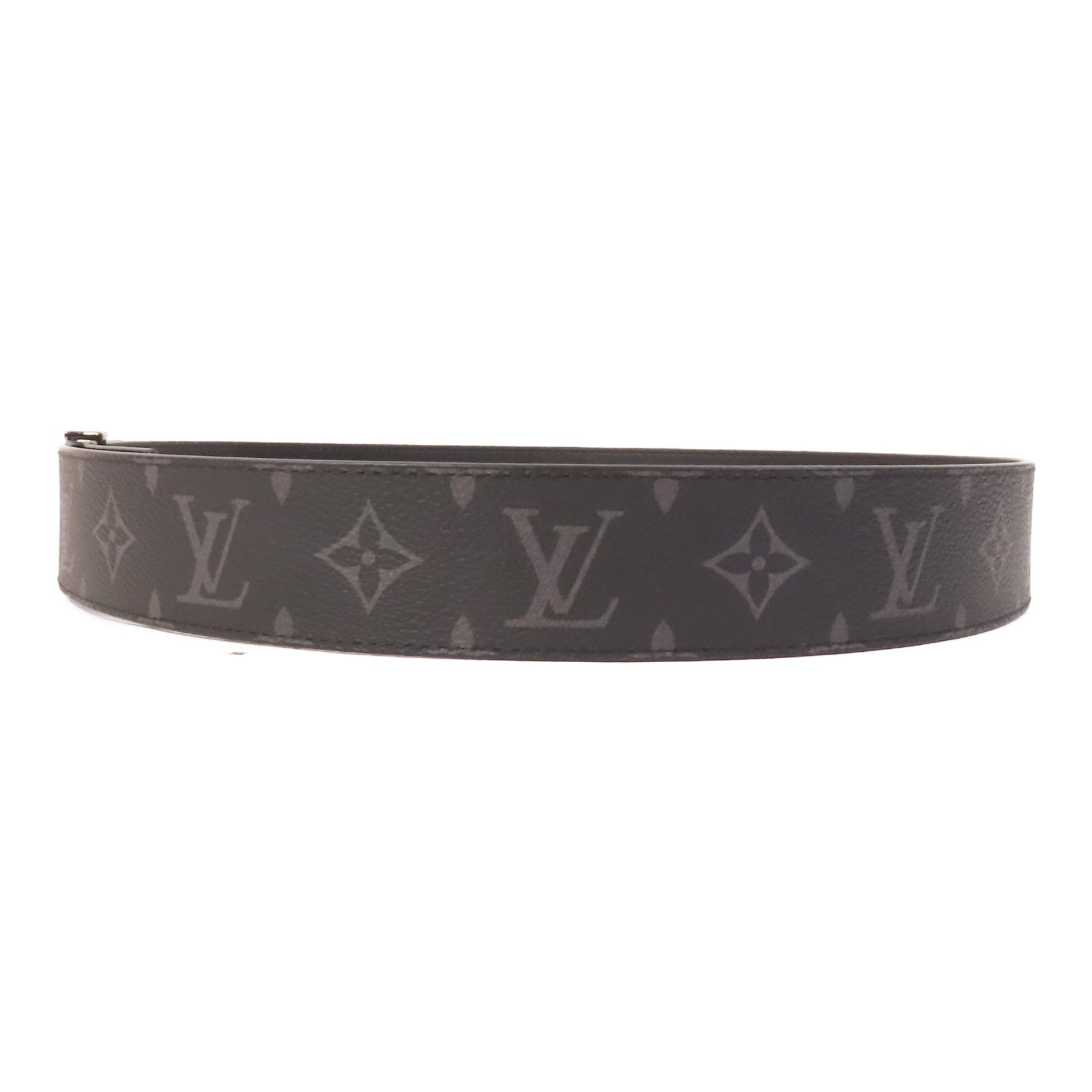 LOUIS VUITTON Monogram Eclipse Initiales皮帶黑色