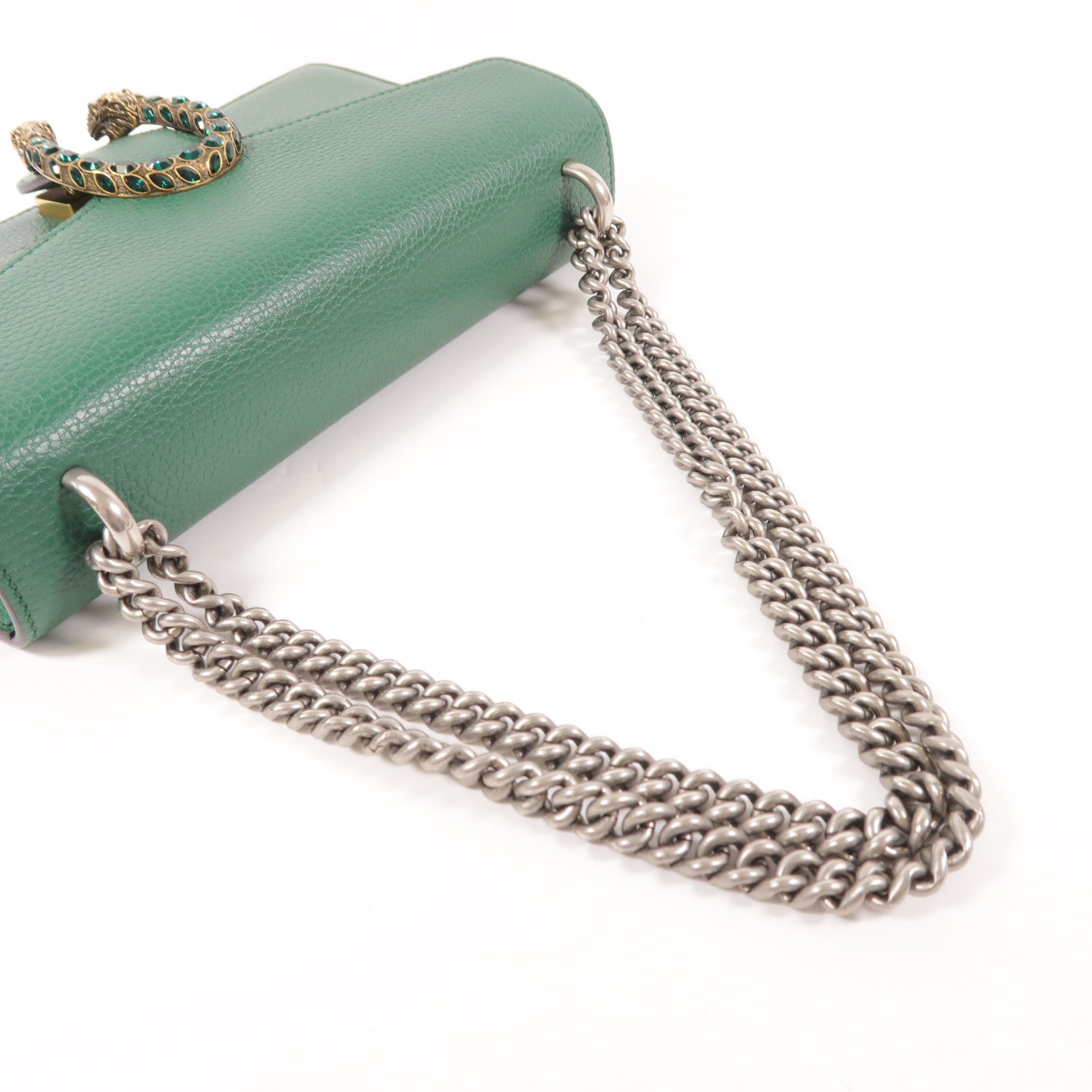 GUCCI GG GHW Diouysys Chain Shoulder Bag Calfskin Leather 400249 Green