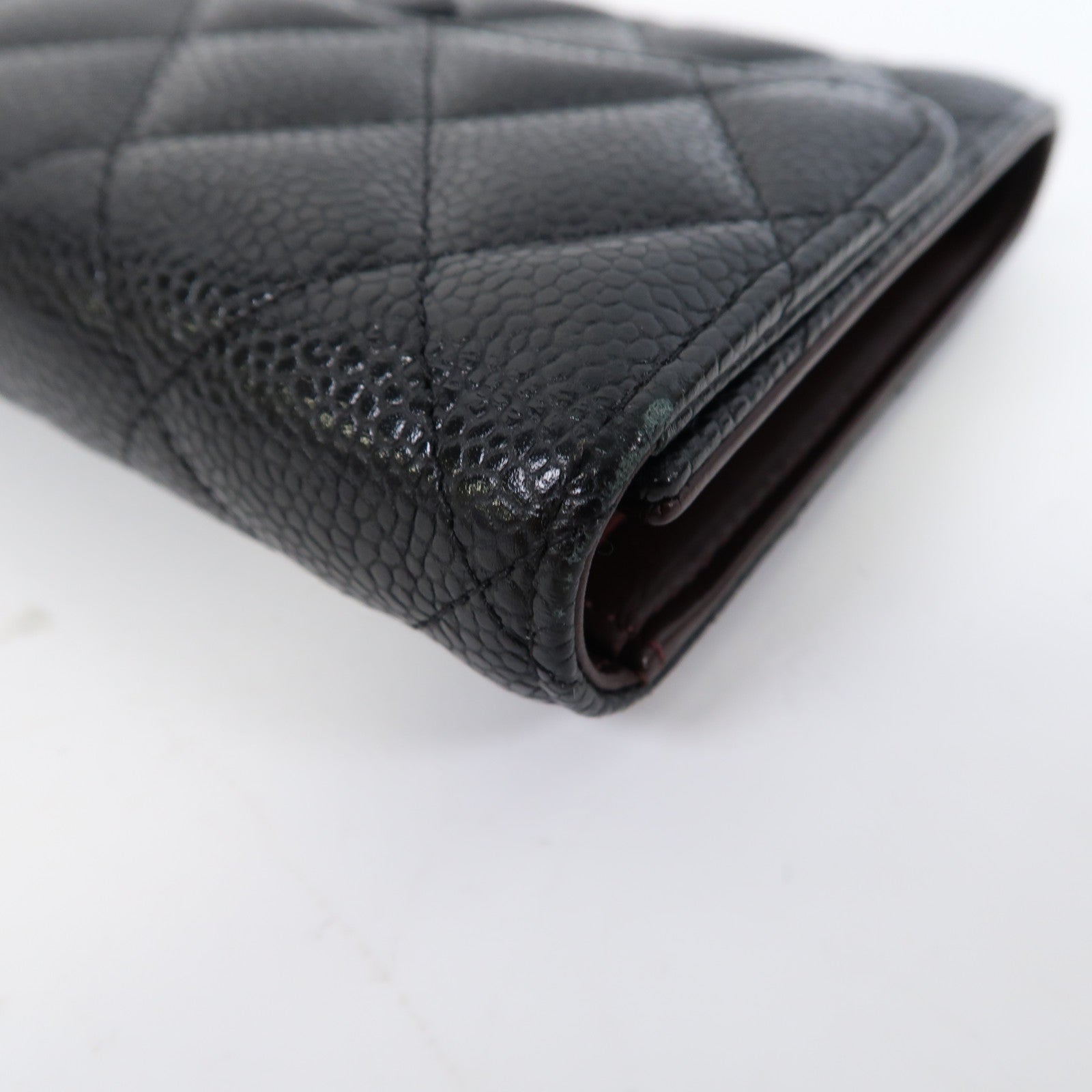 CHANEL 菱格Caviar皮革Long Wallet金扣長錢包黑色
