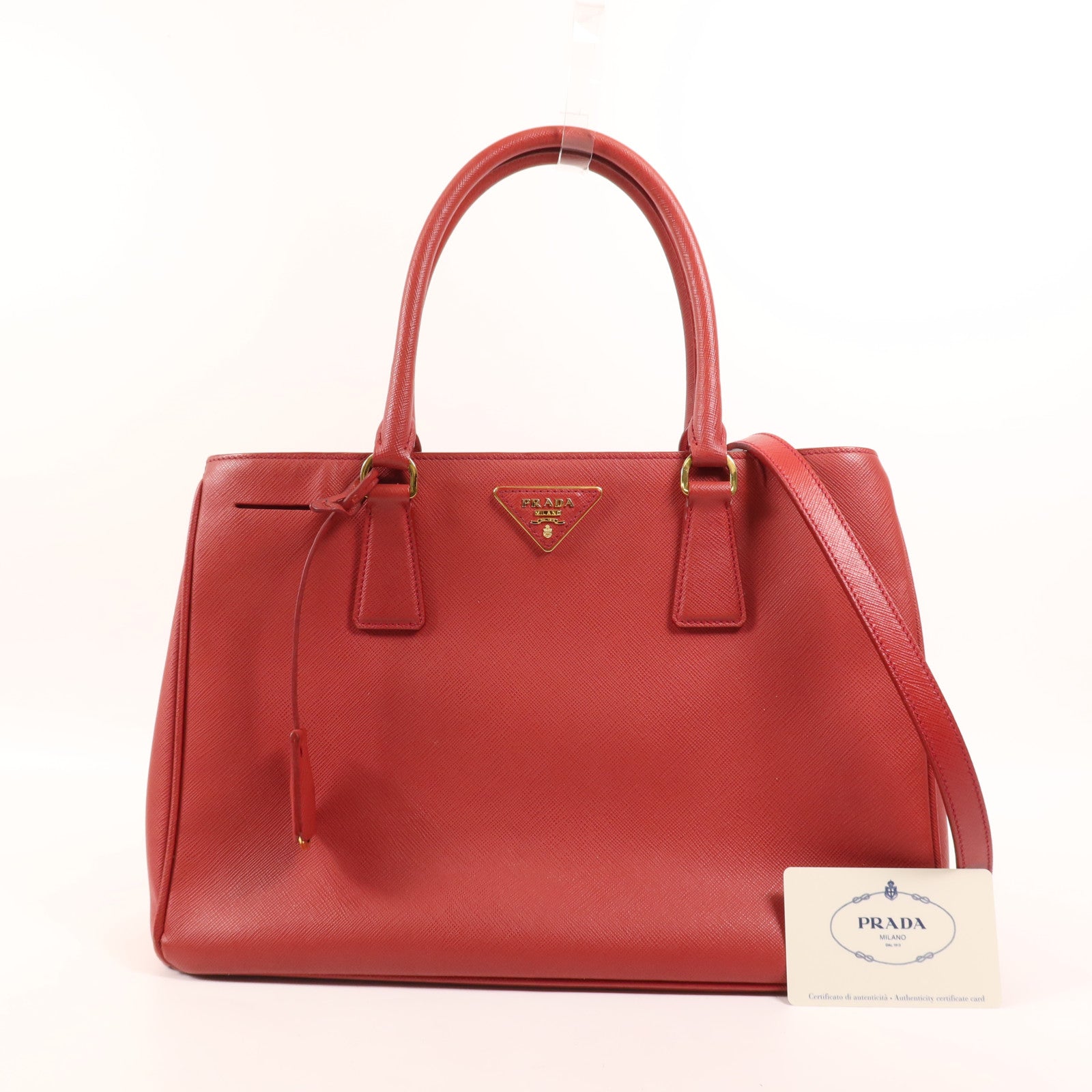 PRADA 牛皮皮革Galleria金扣手挽肩背兩用袋