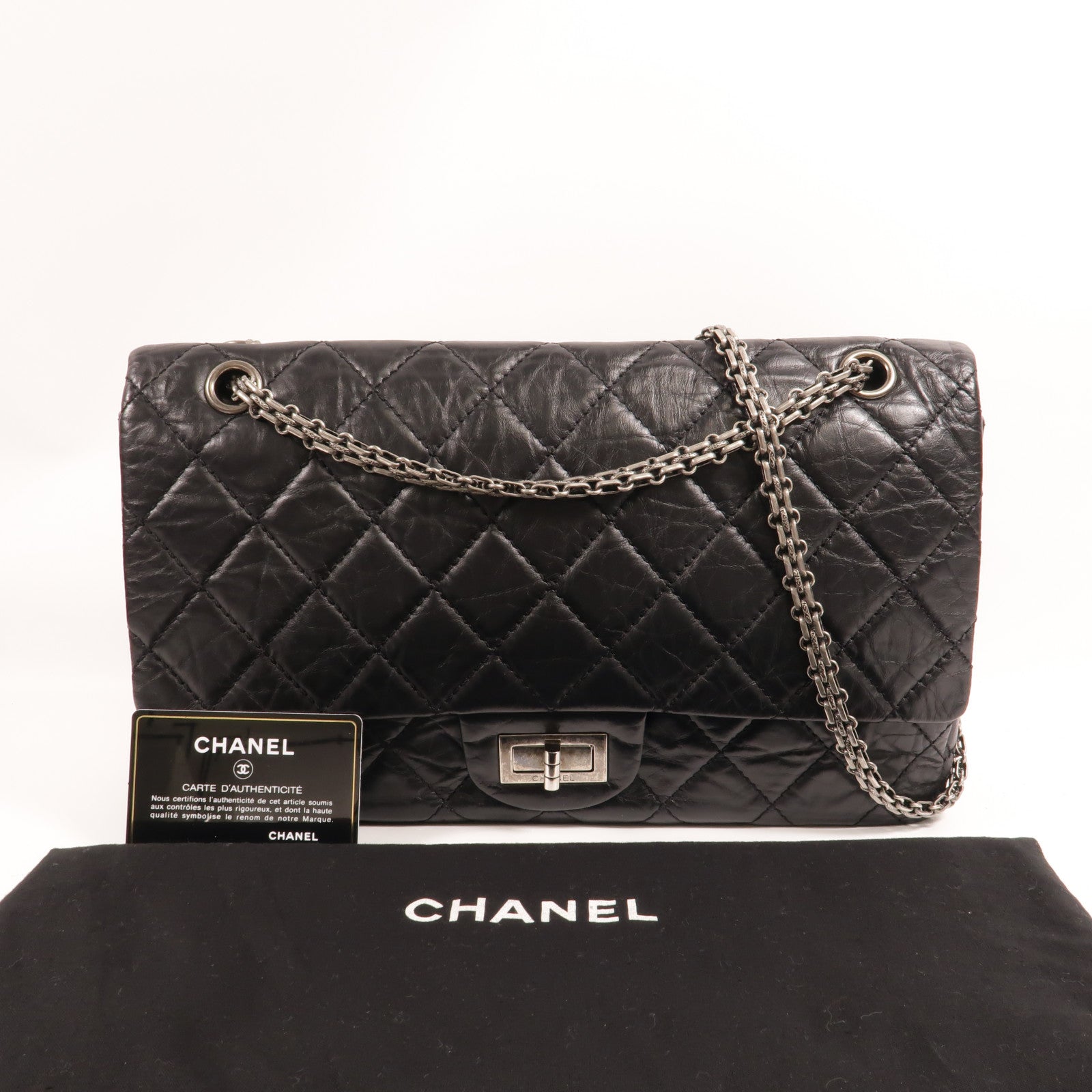 CHANEL 牛皮皮革2.55 Large鏈帶肩背袋