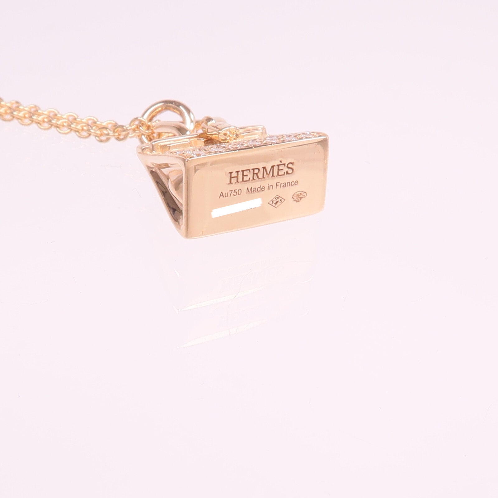 HERMES 18K玫瑰金Amulettes Birkin Pendant鑽石項鍊