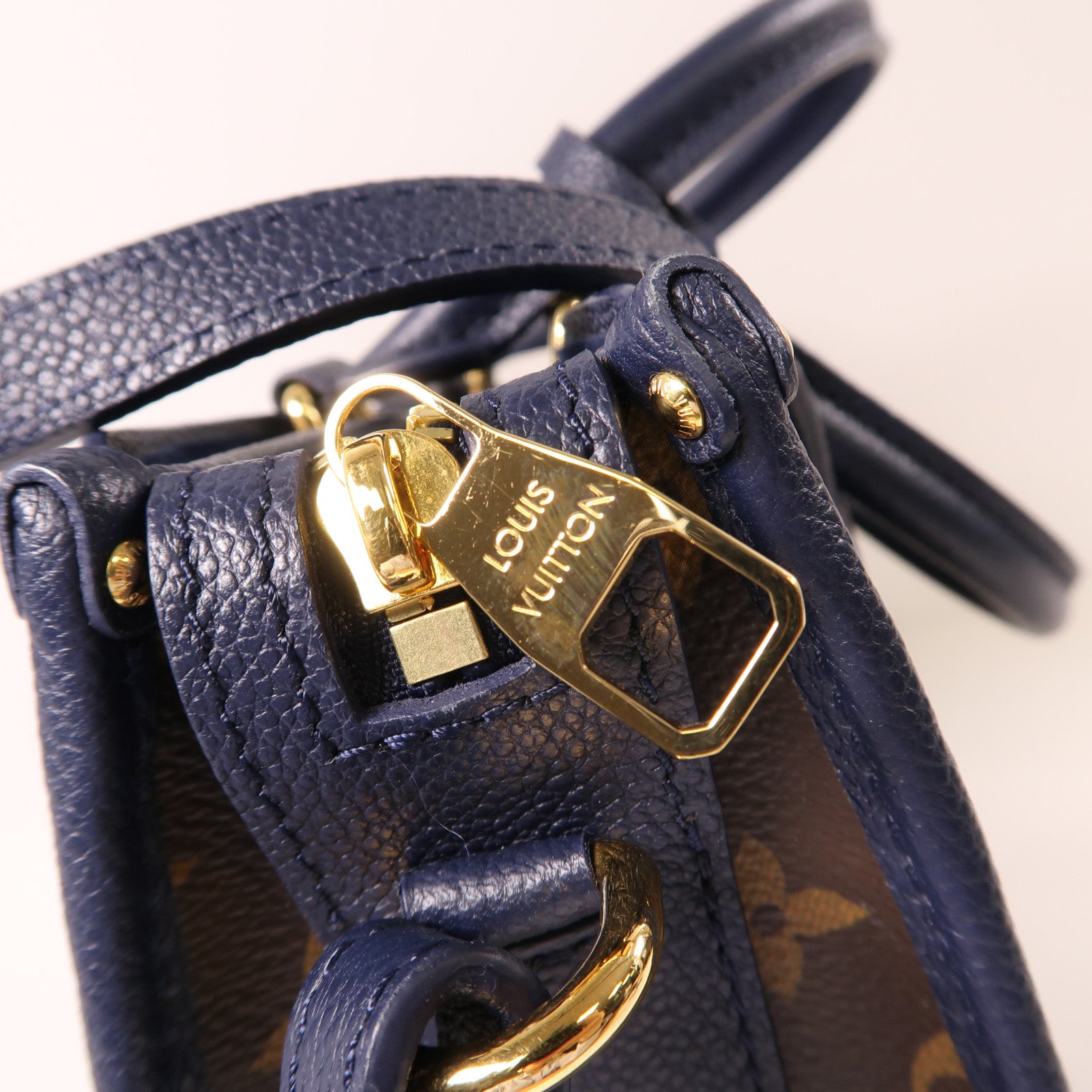 LOUIS VUITTON Monogram Popincourt PM金扣手挽肩背兩用袋啡色/深藍色