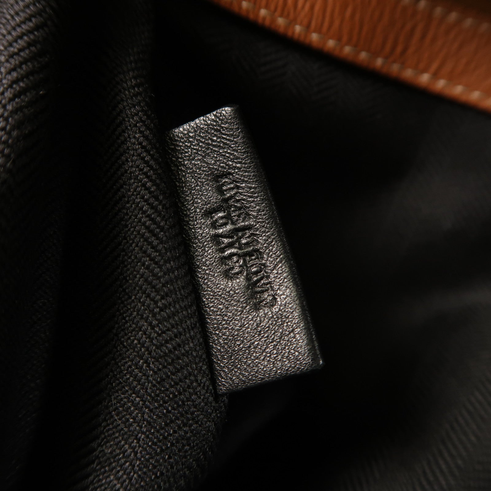 LOEWE 牛仔布/牛皮皮革Rucksack銀扣背包
