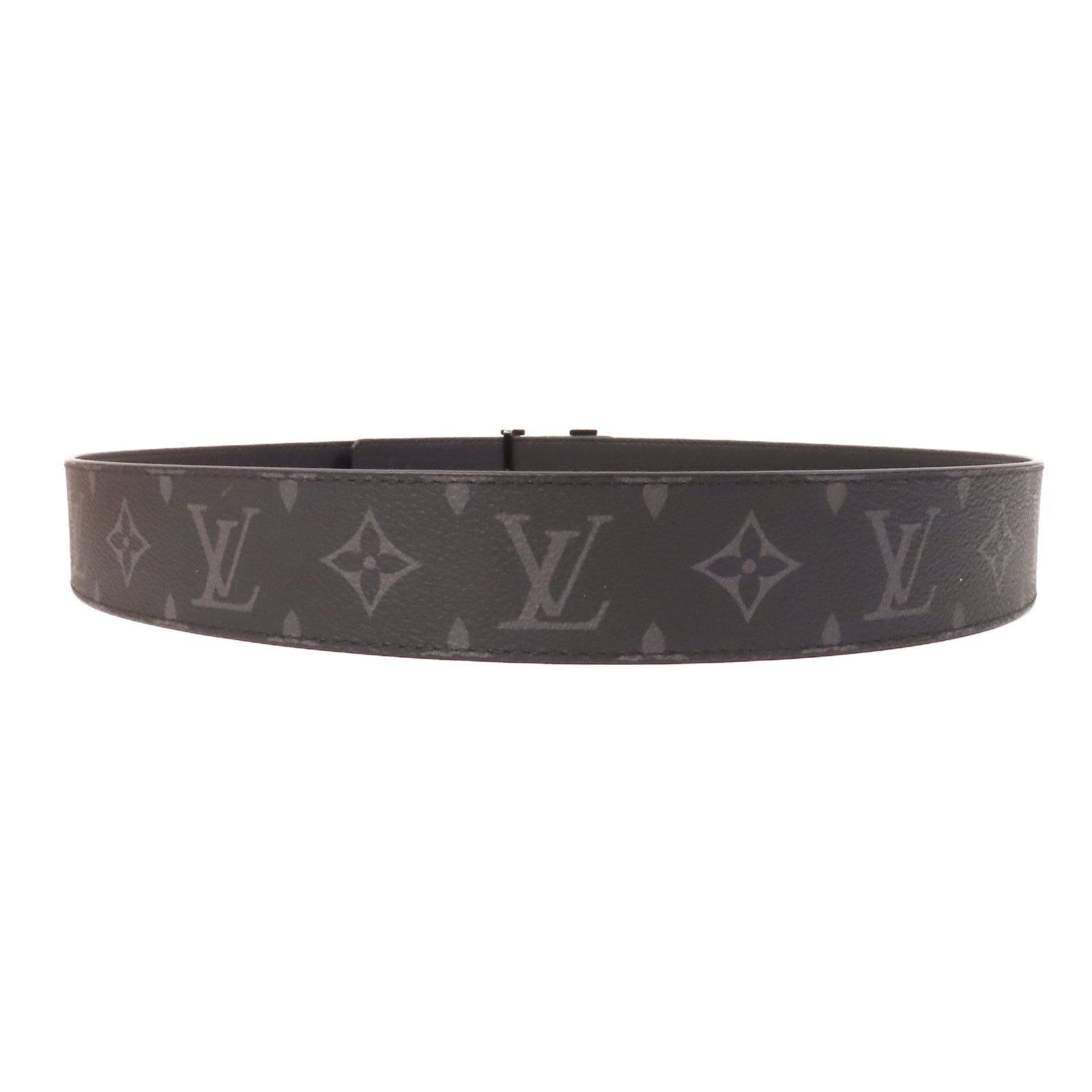 LOUIS VUITTON Monogram Eclipse Initiales皮帶黑色