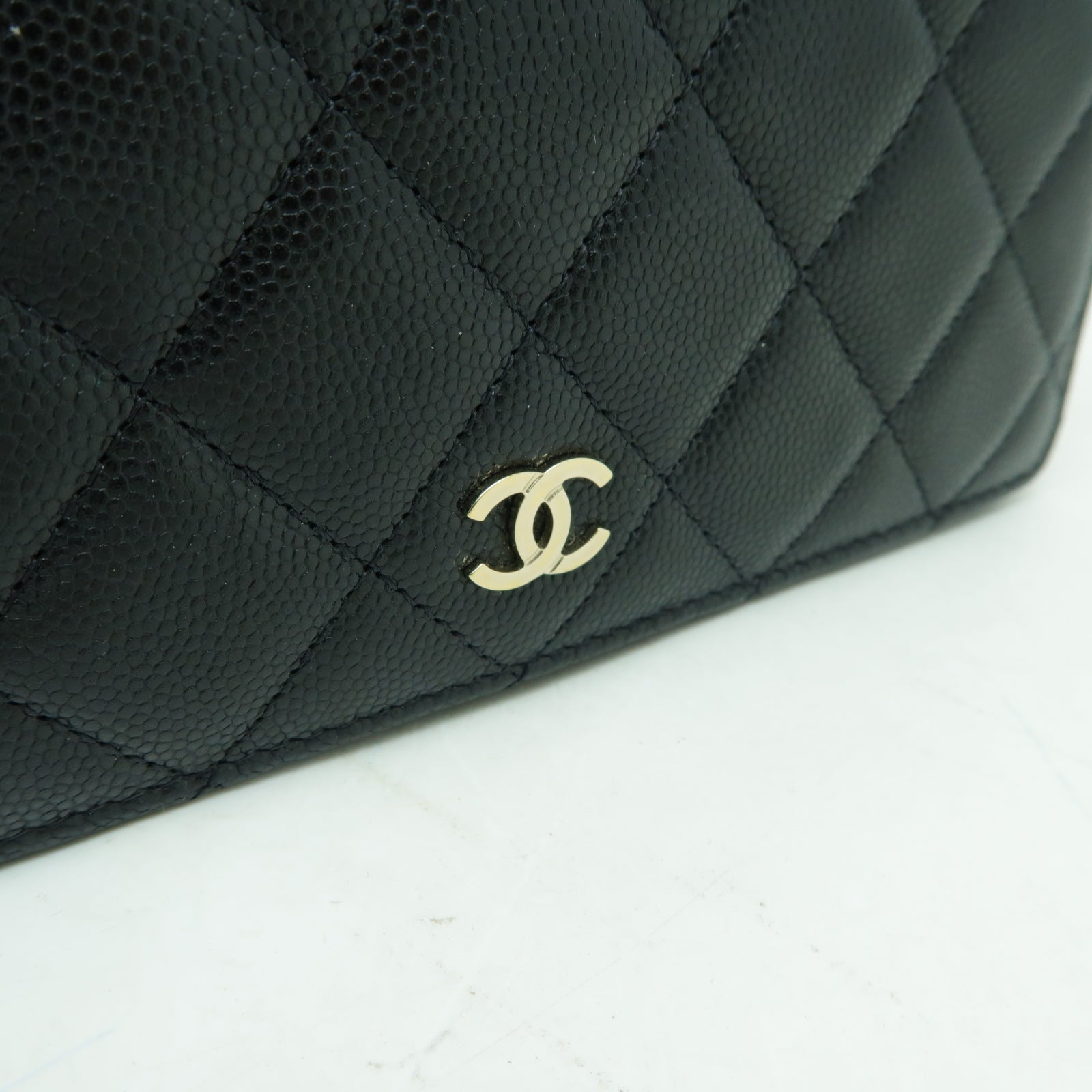 CHANEL 菱格Caviar皮革Long Wallet金扣長錢包黒色