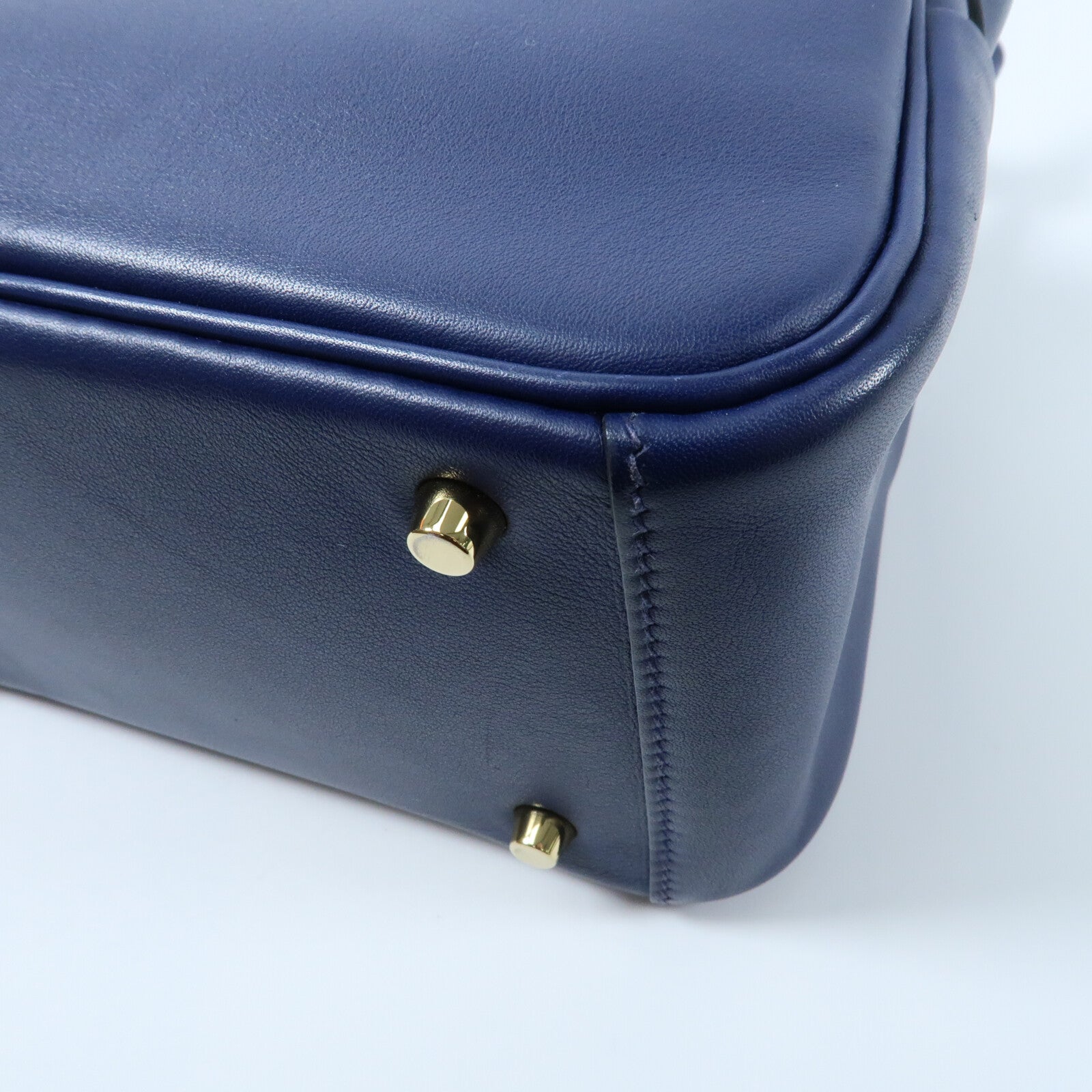 HERMES Swift皮革Mini Lindy金扣手挽肩背兩用袋Bleu Encre