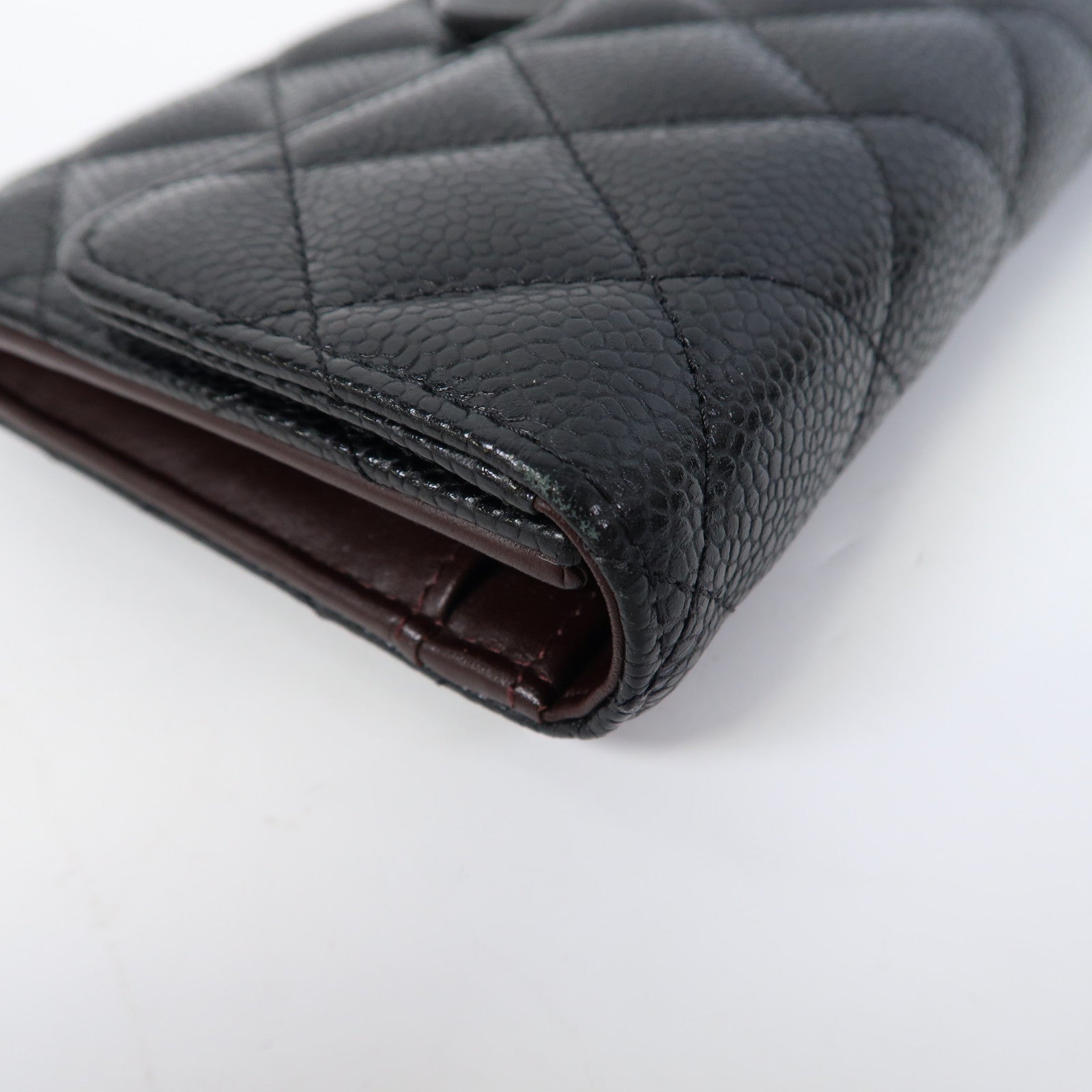 CHANEL 菱格Caviar皮革Long Wallet金扣長錢包黑色
