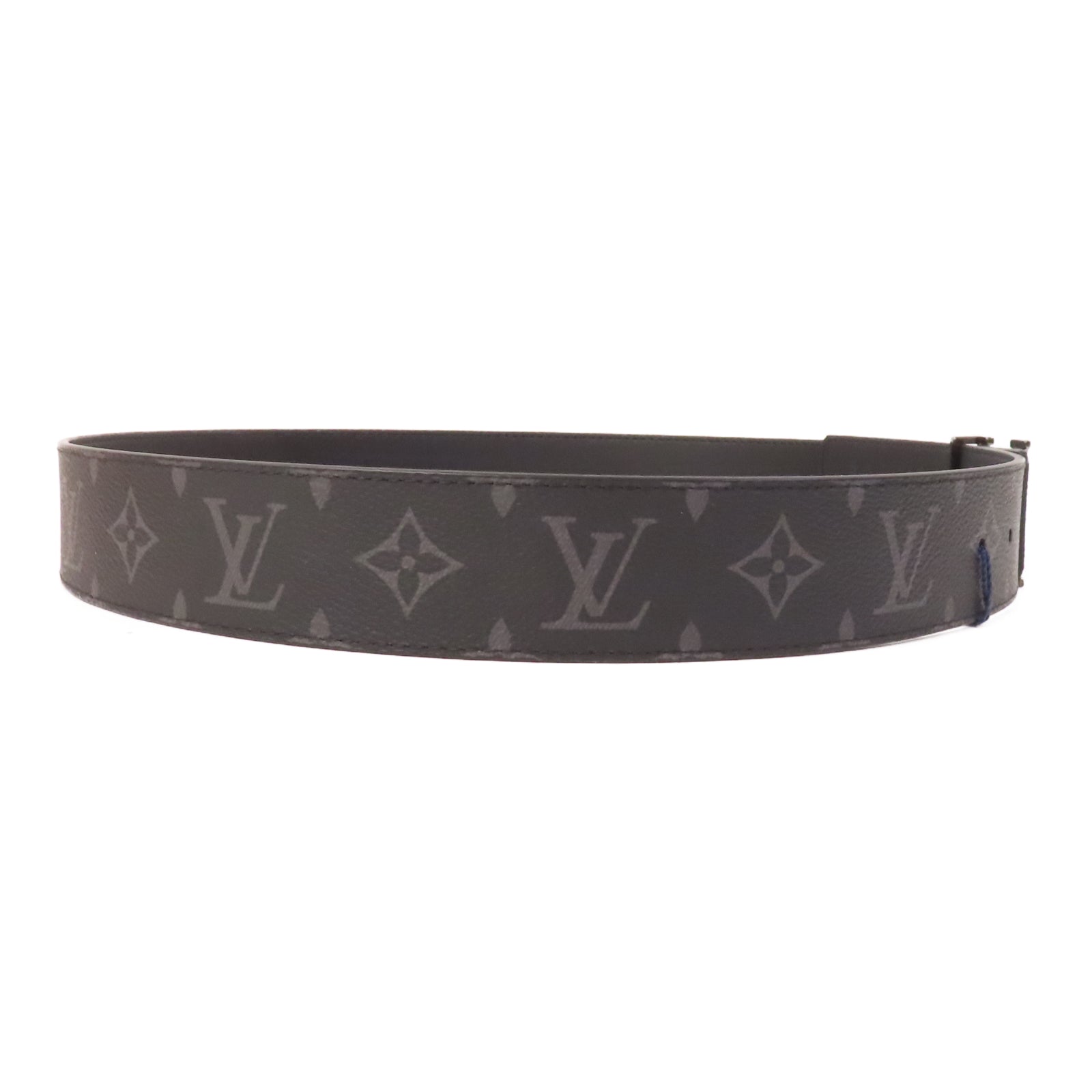 LOUIS VUITTON Monogram Eclipse Initiales皮帶黑色