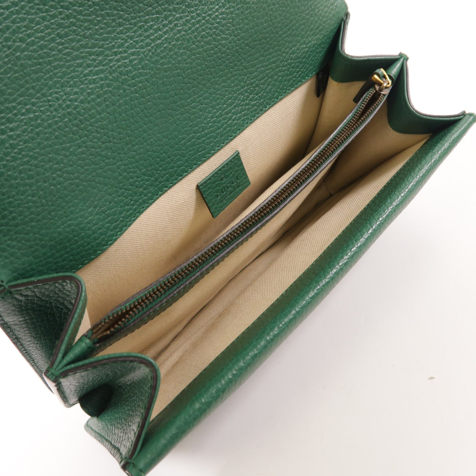 GUCCI GG GHW Diouysys Chain Shoulder Bag Calfskin Leather 400249 Green