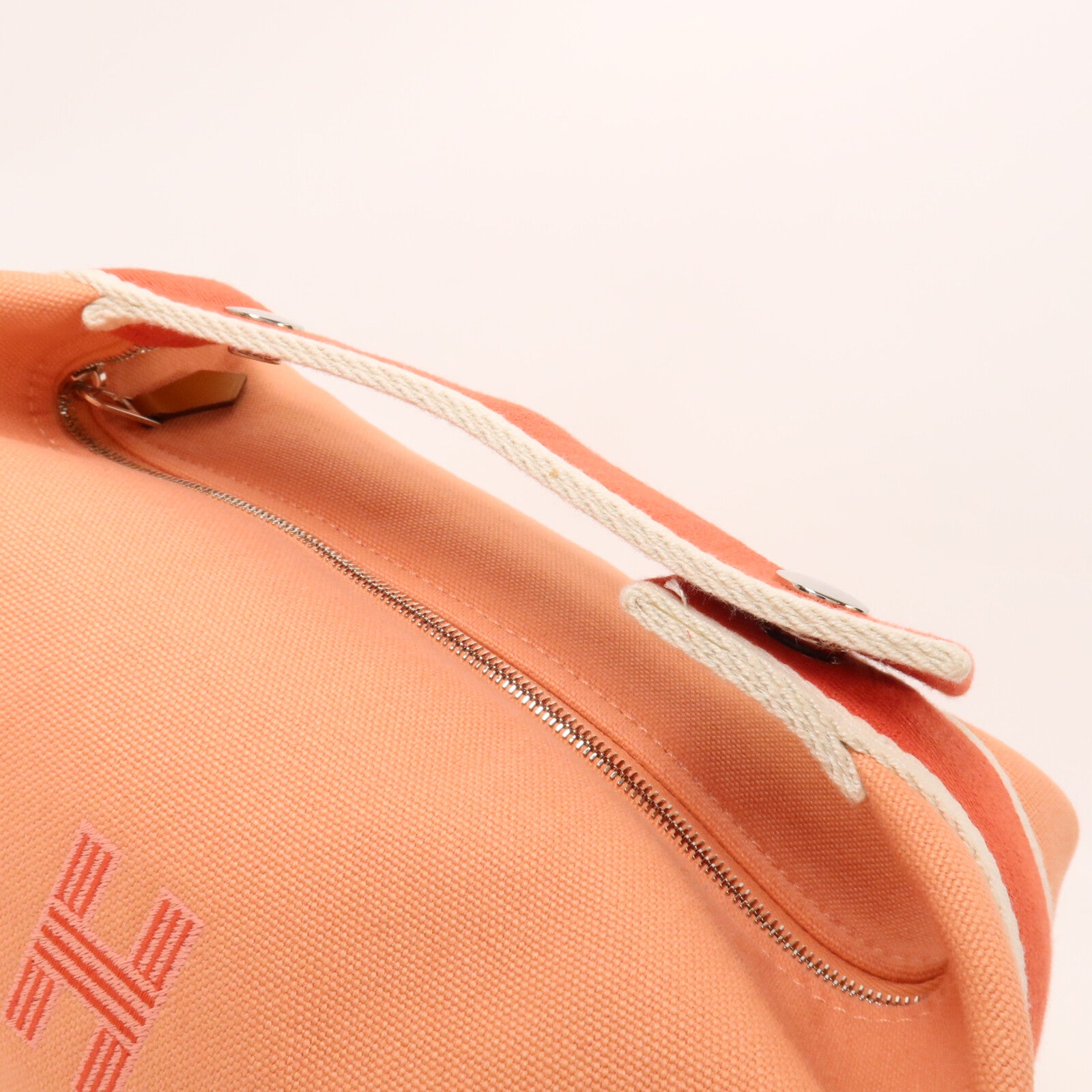 HERMES 帆布Bride a Brac PM手挽袋Goyave/White