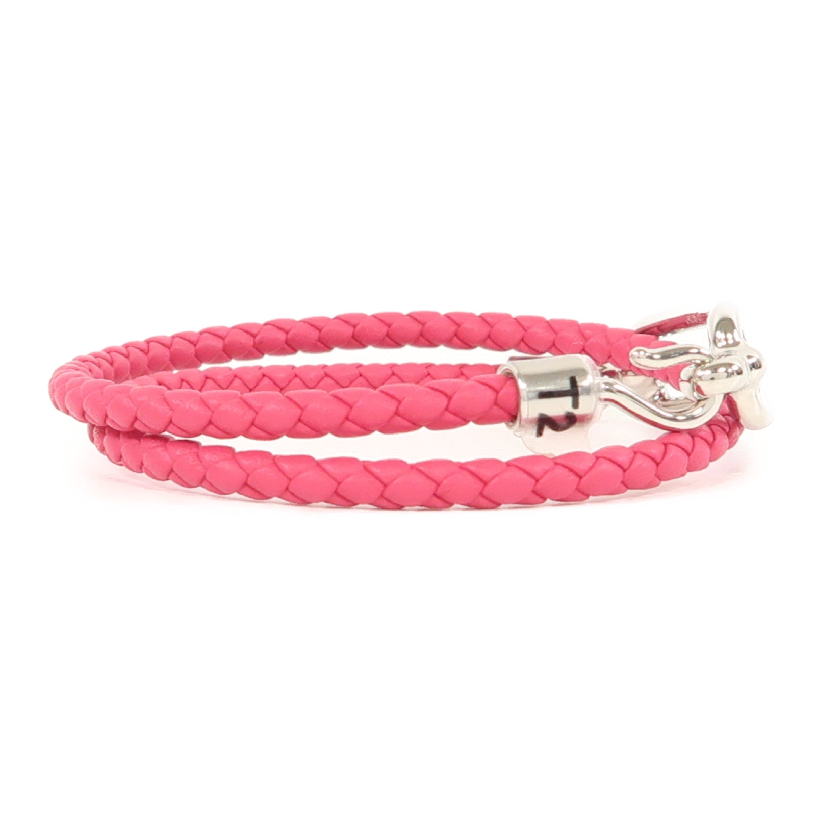 HERMES Swift皮革Roulis Double Tour Bracelet銀扣手鏈墨西哥玫瑰色