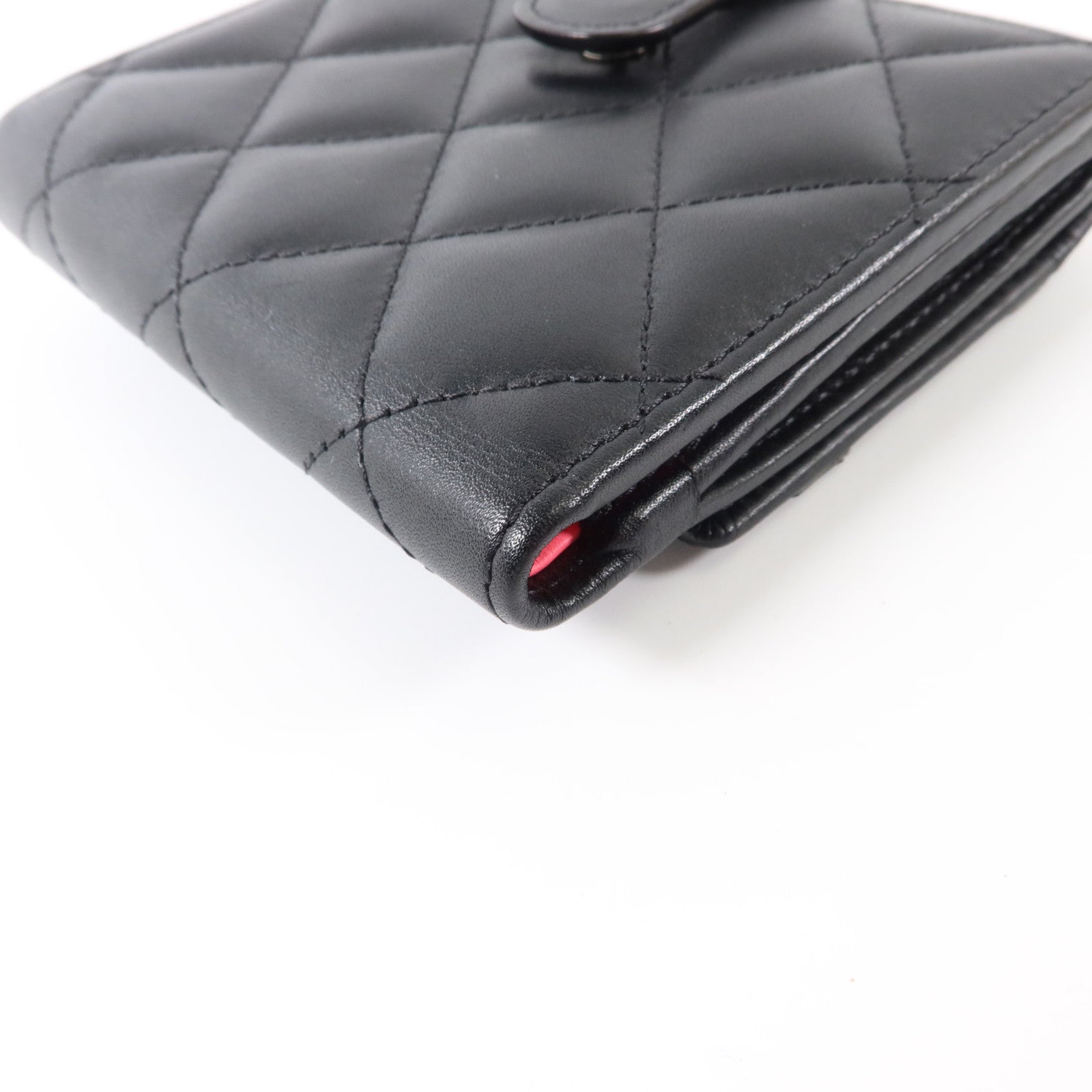 CHANEL 牛皮皮革Cambon Compact Wallet銀扣錢包