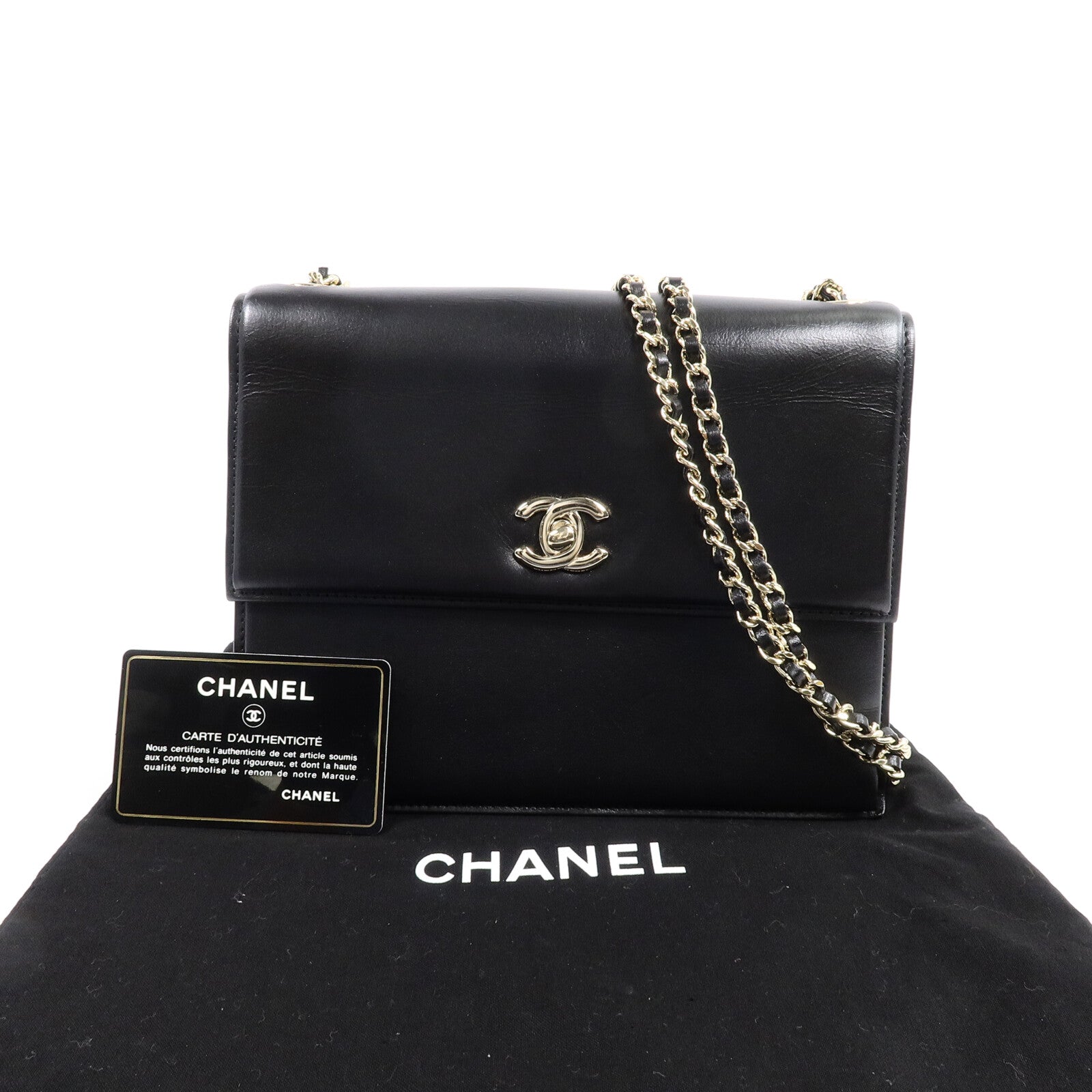 CHANEL 牛皮皮革Square Frame Flap鏈帶肩背袋