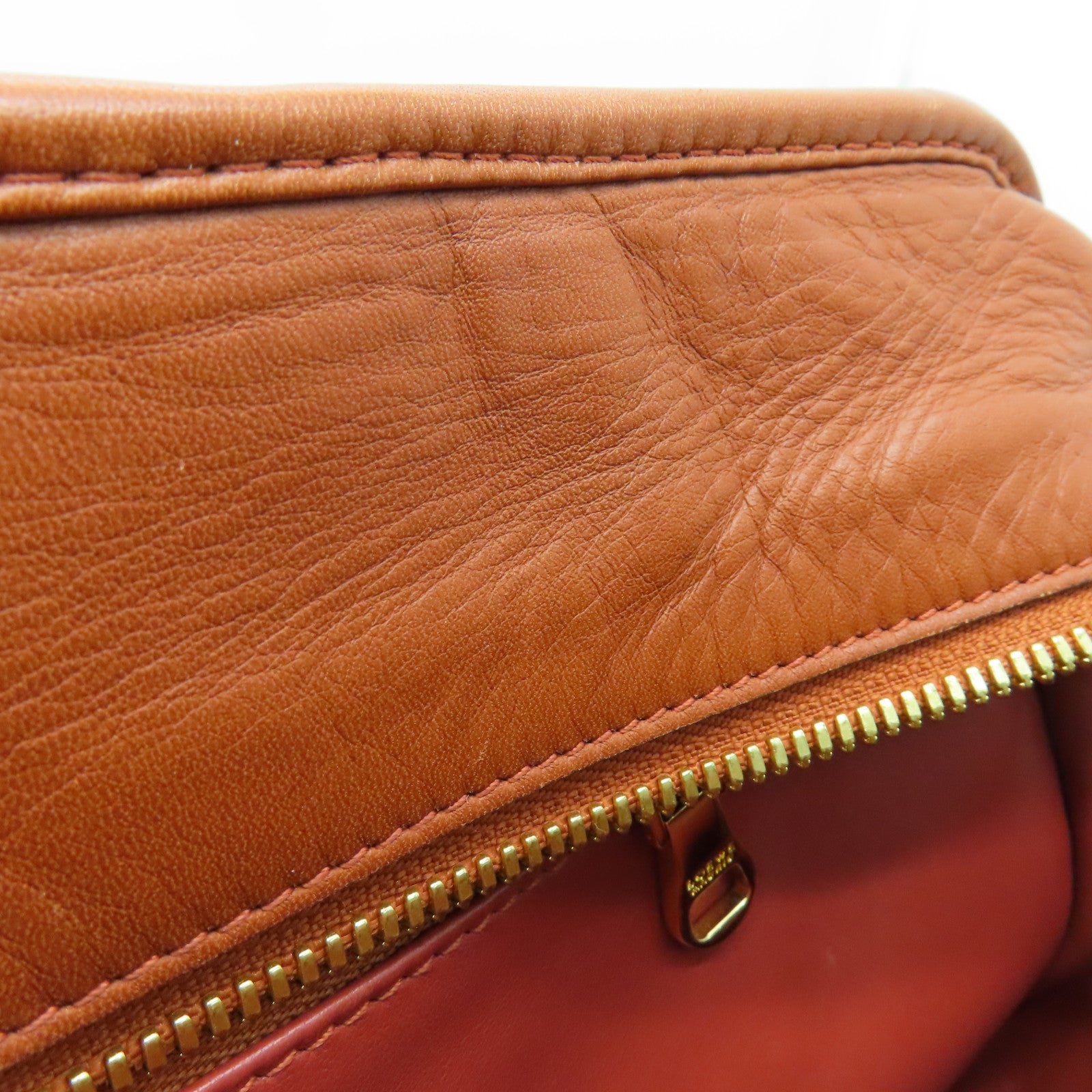 LOEWE cowhide leather Handbag gold buckle handle bag brown