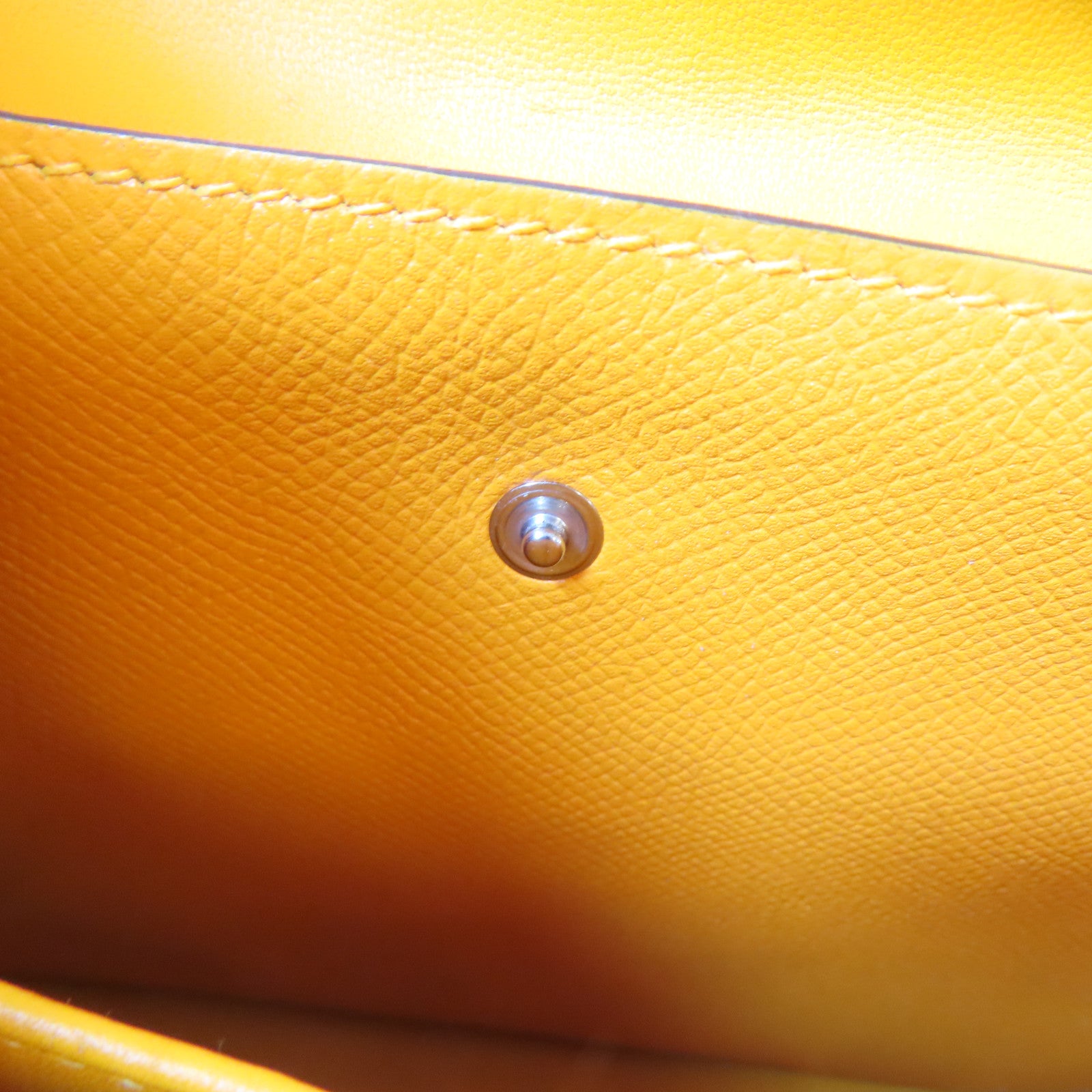 HERMES Epsom皮革Verrou 23銀扣肩背袋Jaune D'or/橙色