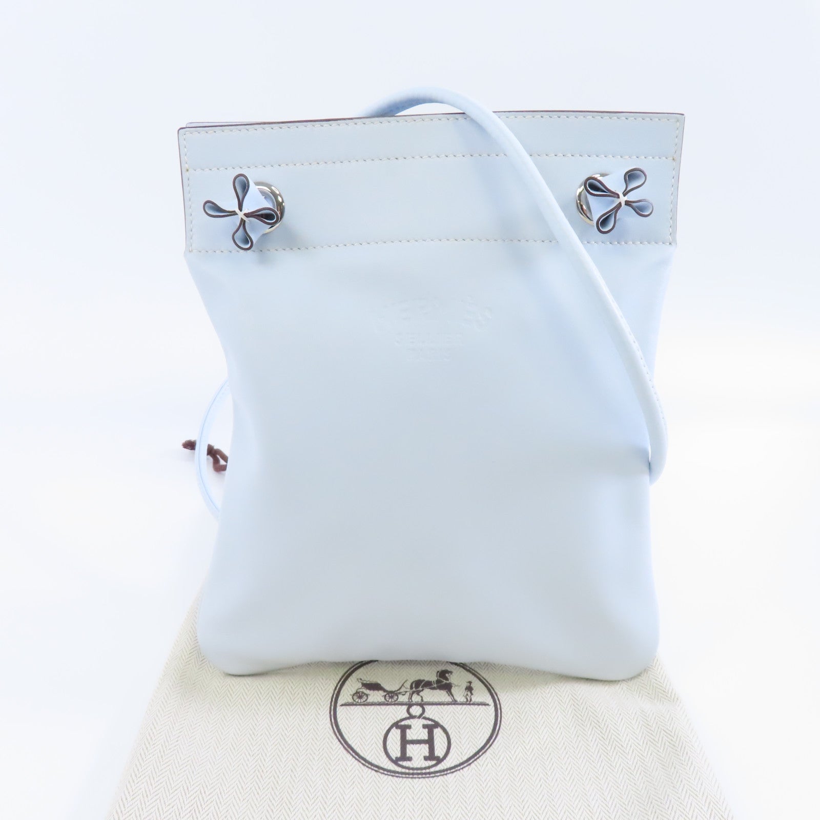 HERMES 【激減優惠】Swift皮革Aline銀扣肩背袋Bleu Brume/霧藍色