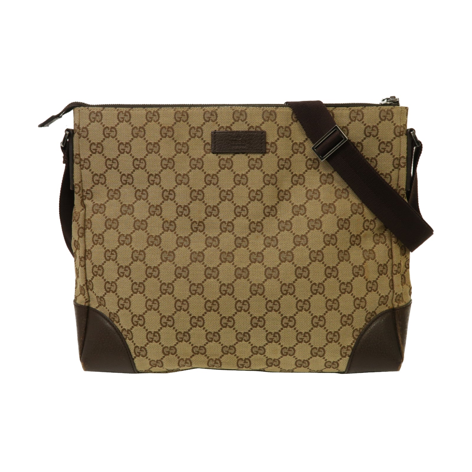 GUCCI 【激減優惠】帆布Shoulder Bag銀扣肩背袋啡色