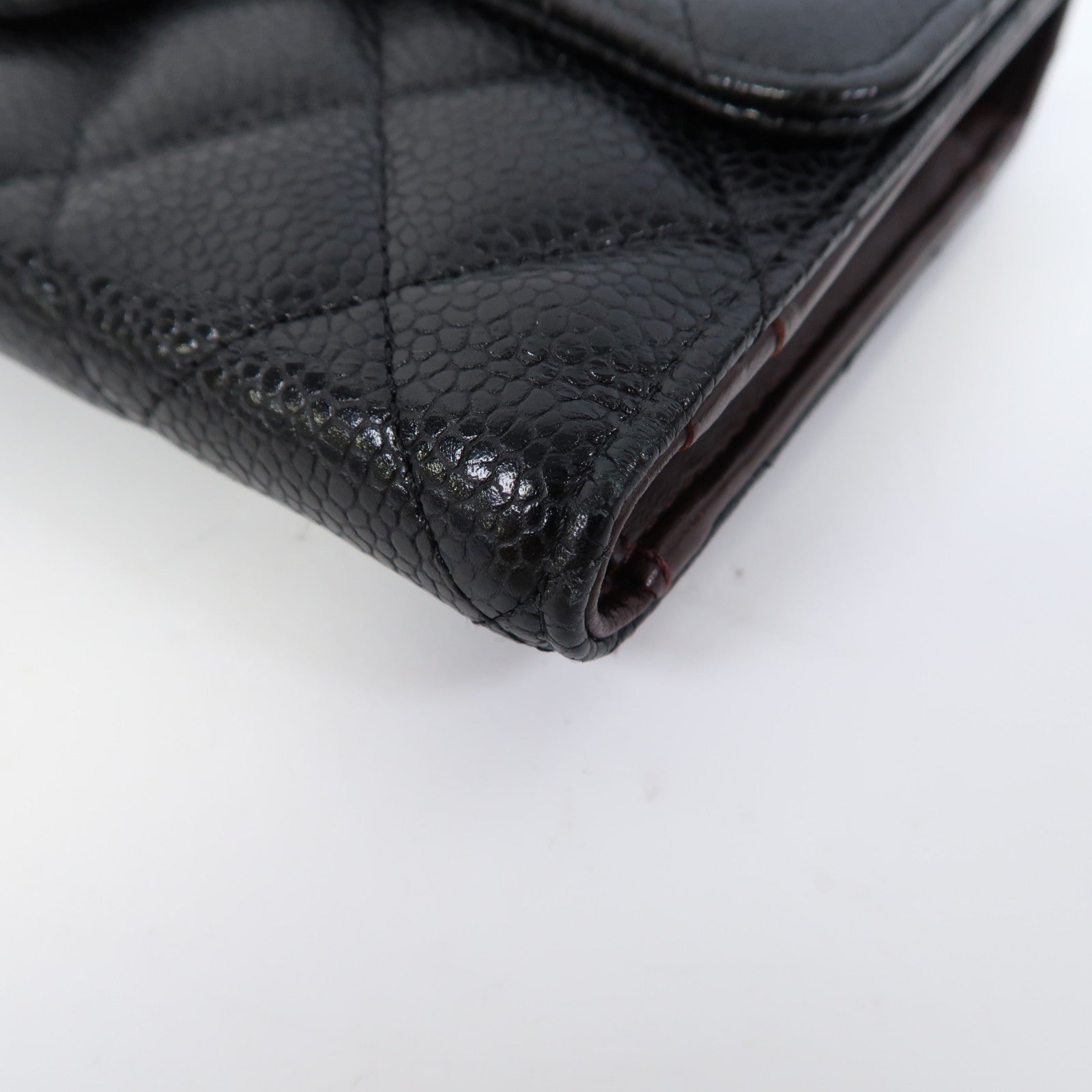 CHANEL 菱格Caviar皮革Long Wallet金扣長錢包黑色