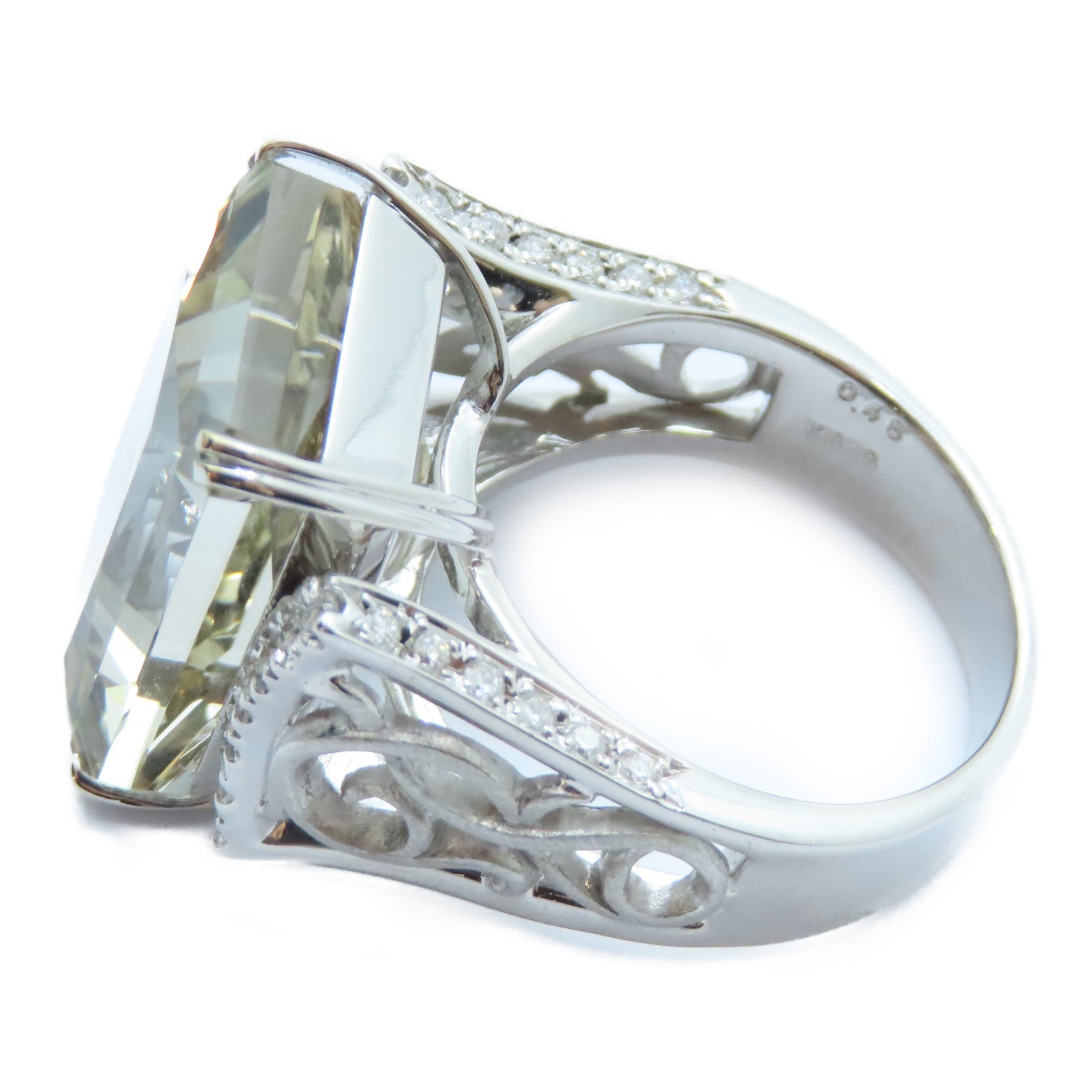 JEWELRY 18K白金Topaz Diamond Ring 24.39ct黃玉/0.46ct鑽石戒指US#7.5
