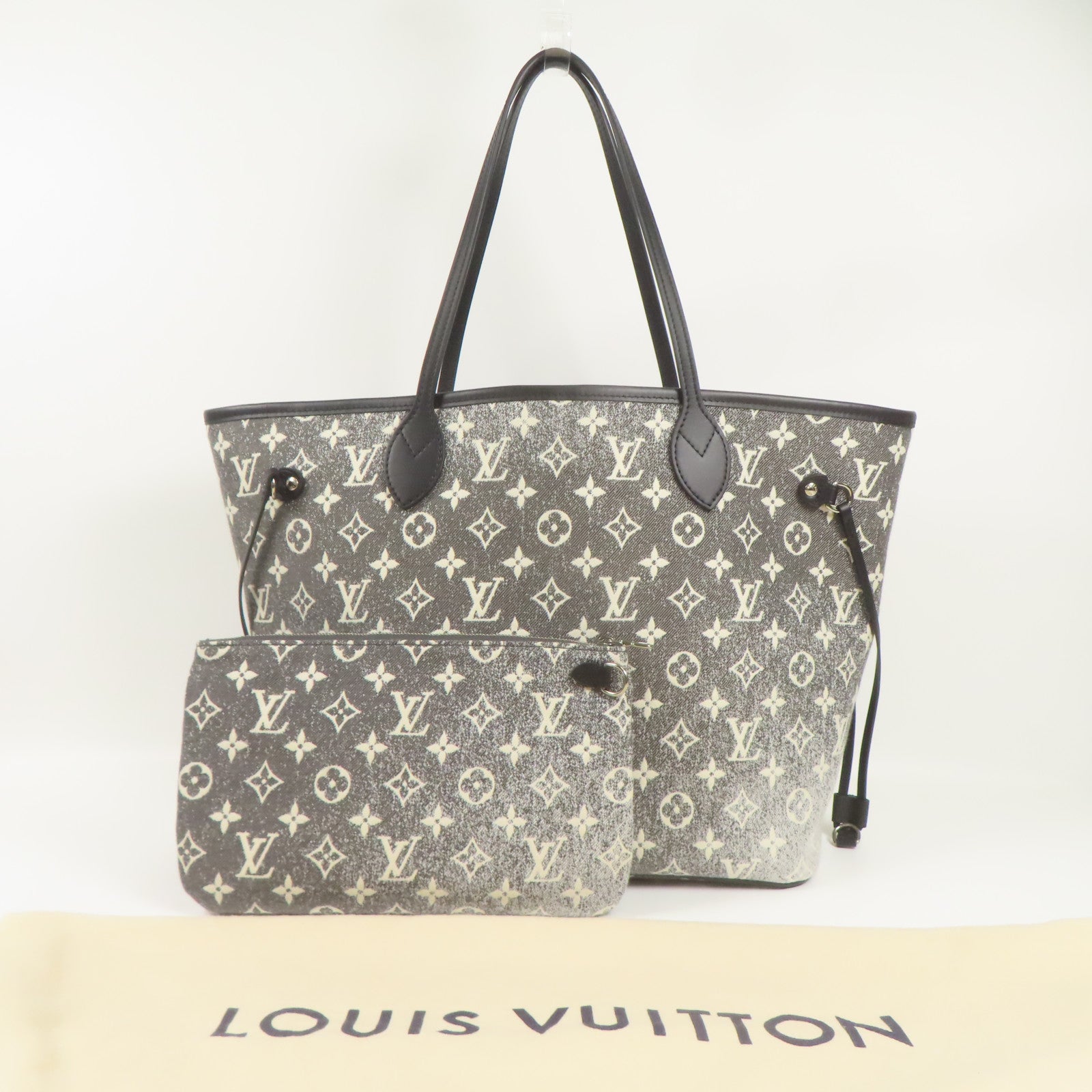 LOUIS VUITTON Monogram Jaquard Neverfull MM銀扣肩背袋