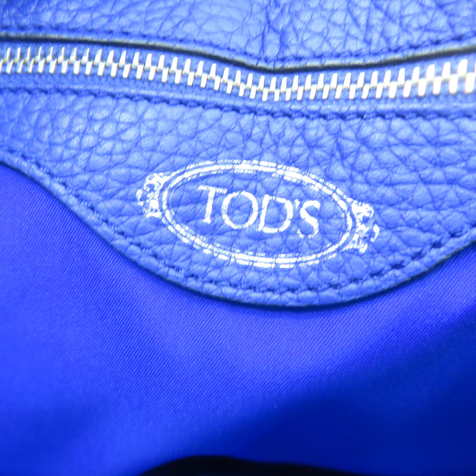 TOD'S cowhide leather Shoulder Bag silver buckle shoulder bag blue