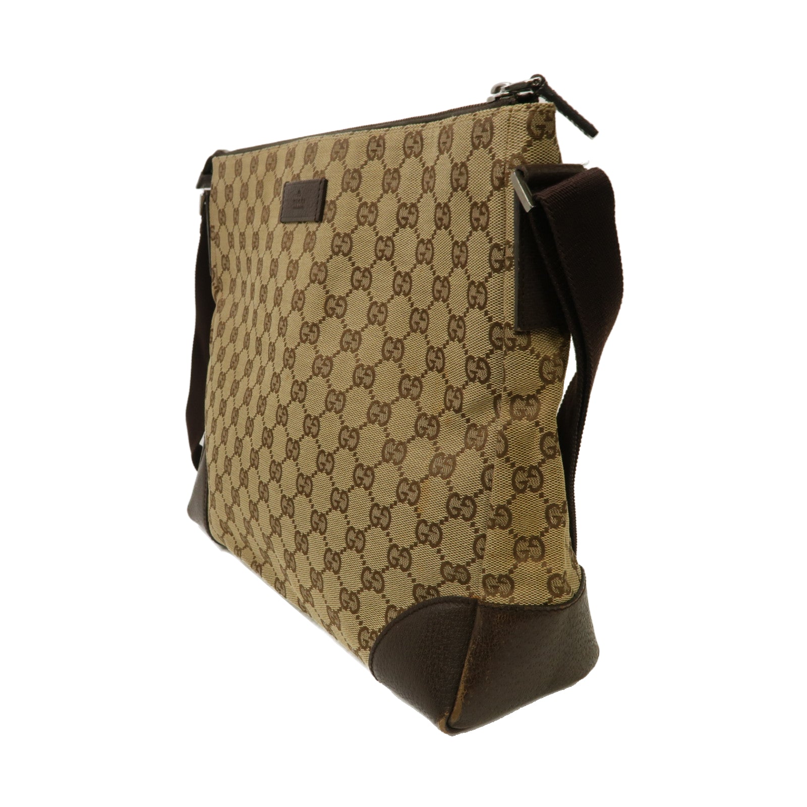 GUCCI 【激減優惠】帆布Shoulder Bag銀扣肩背袋啡色
