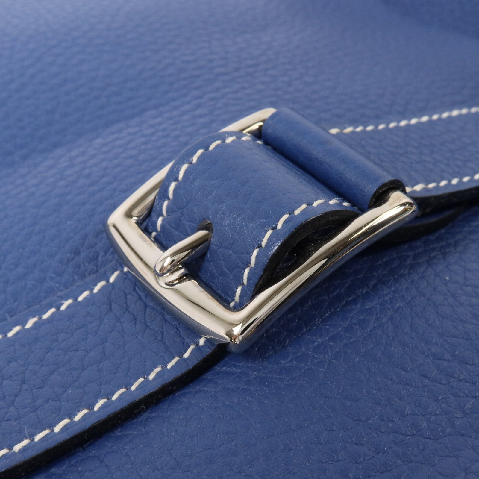 HERMES Clemence皮革Halzan 31手挽肩背兩用袋Bleu Brighton
