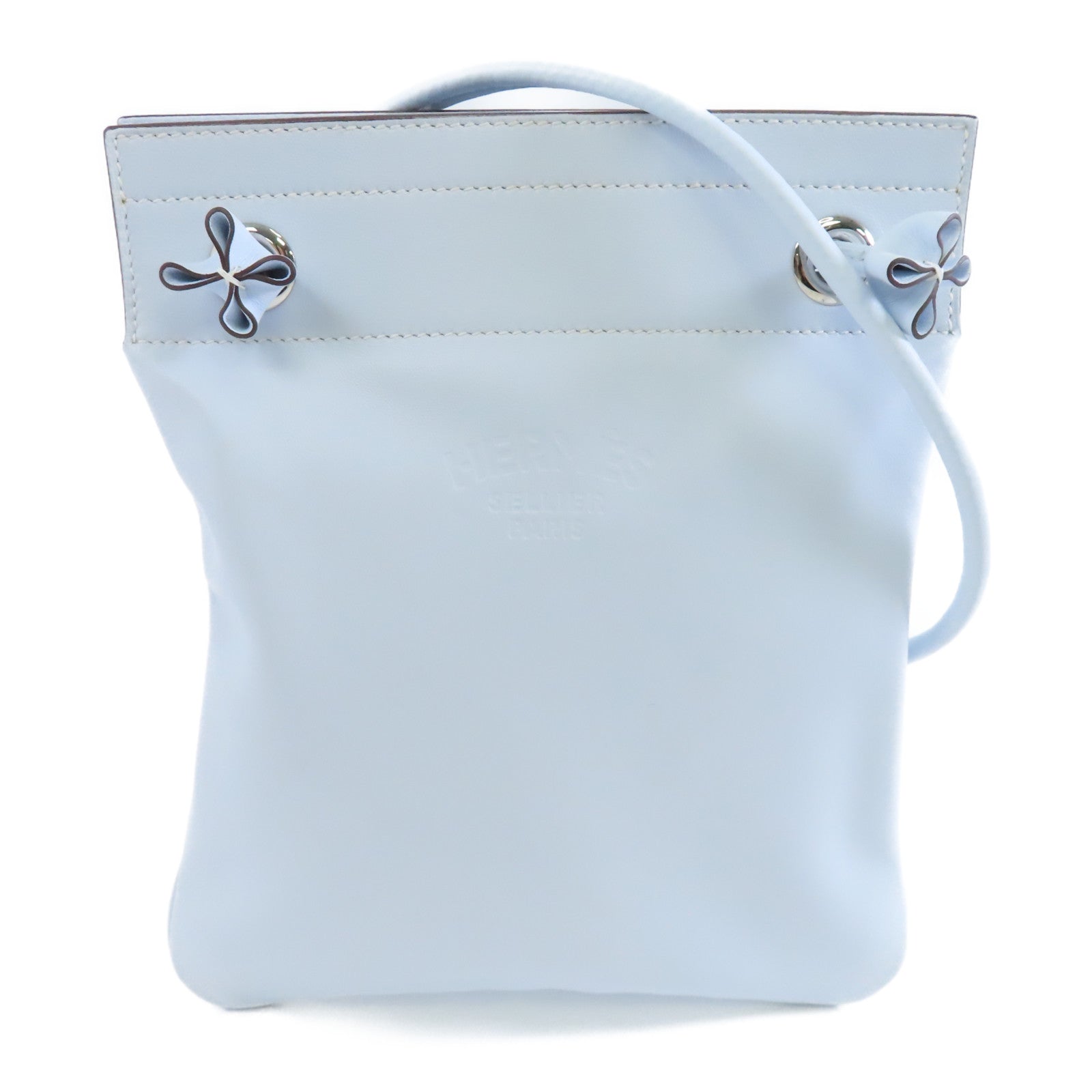 HERMES 【激減優惠】Swift皮革Aline銀扣肩背袋Bleu Brume/霧藍色