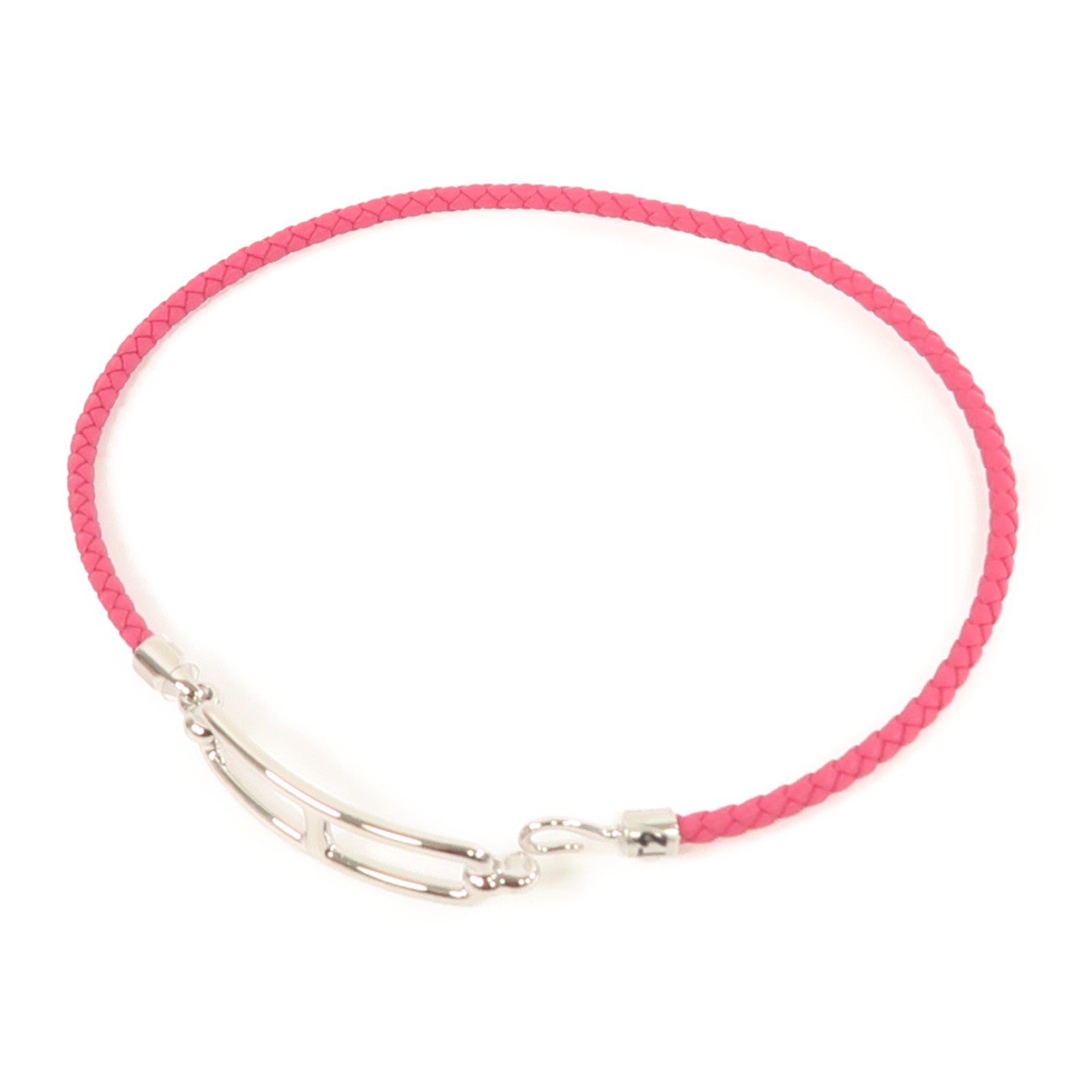 HERMES Swift皮革Roulis Double Tour Bracelet銀扣手鏈墨西哥玫瑰色