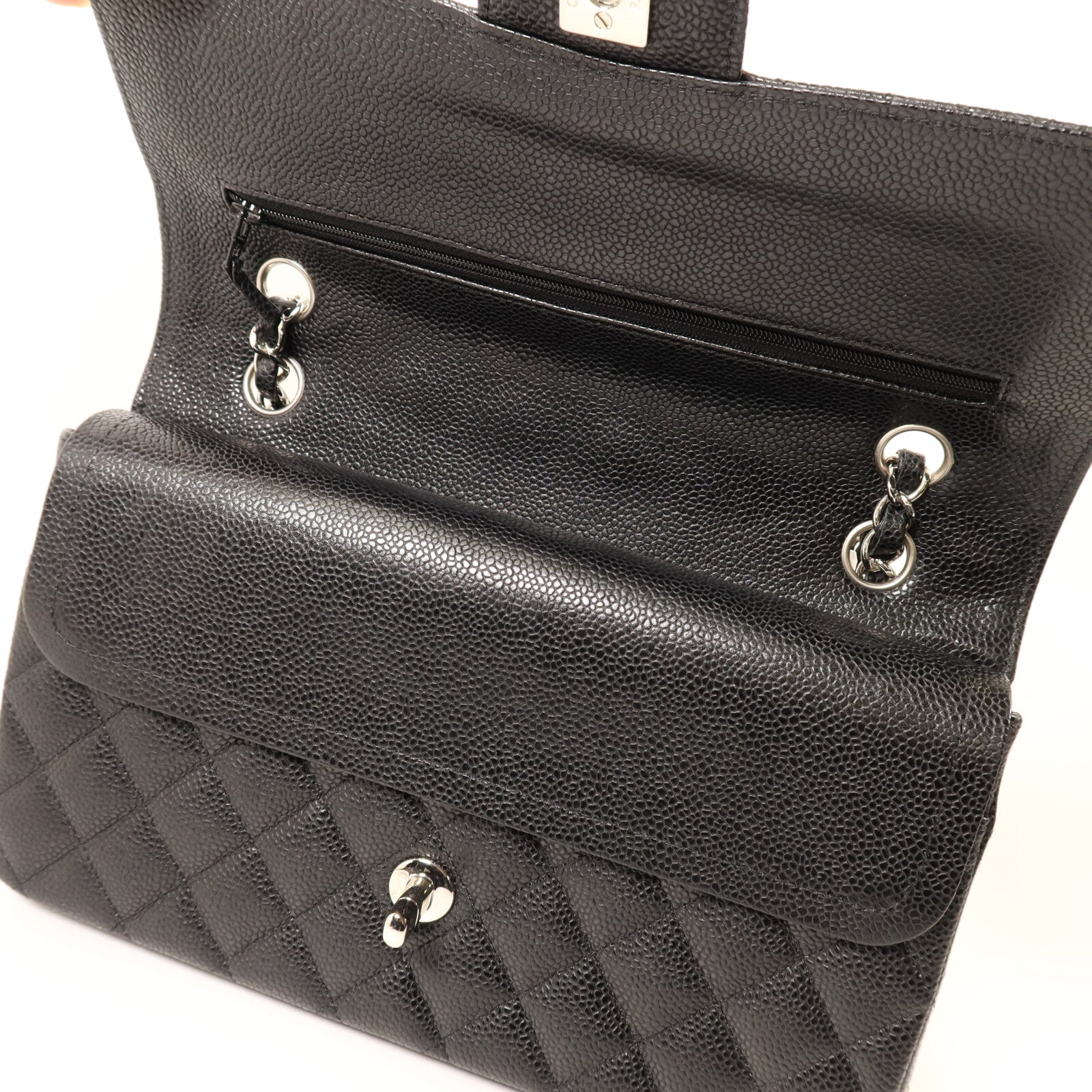 CHANEL 牛皮皮革Classic 25銀扣鏈帶肩背袋