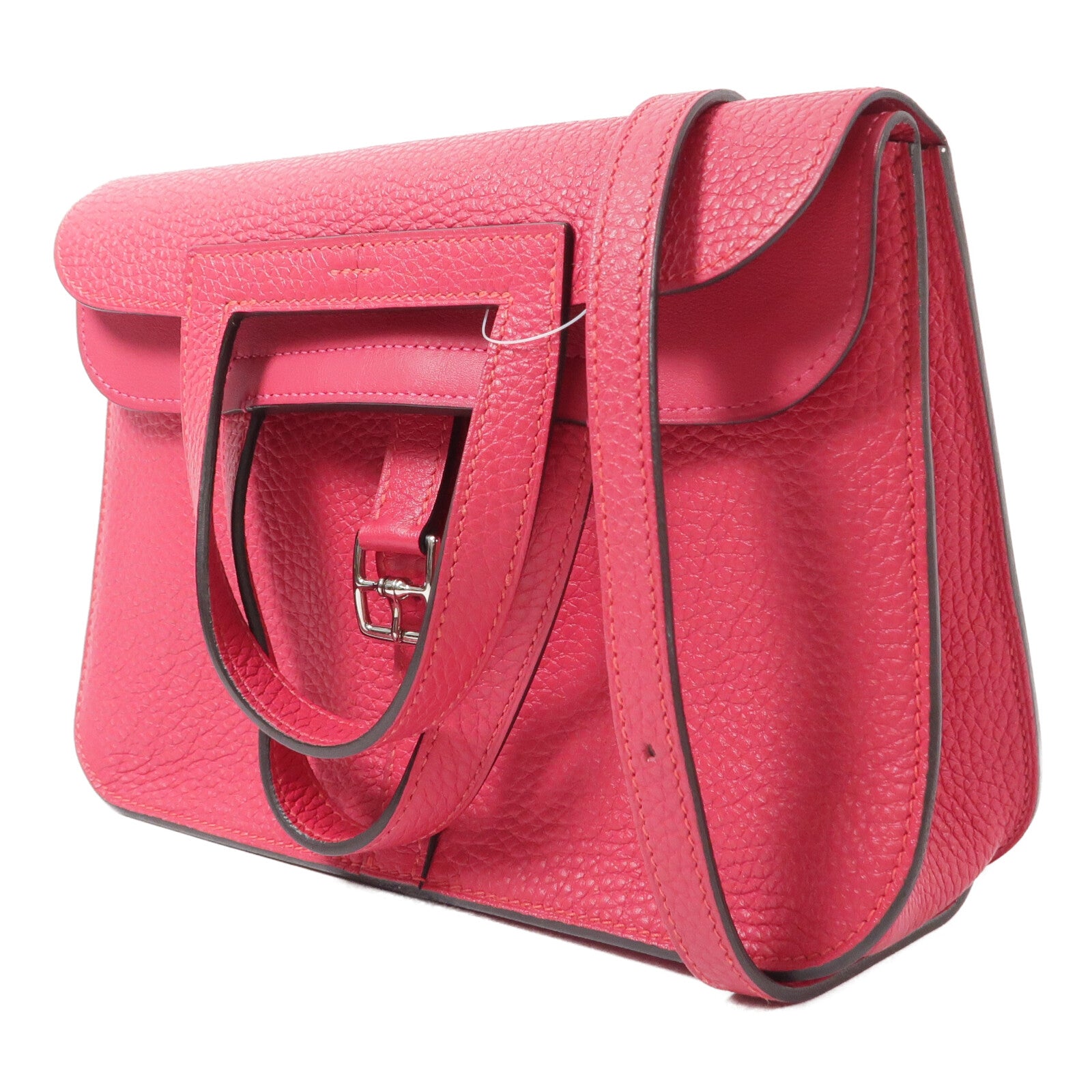 HERMES Clemence皮革Halzan 25手挽肩背兩用袋Rose Extren