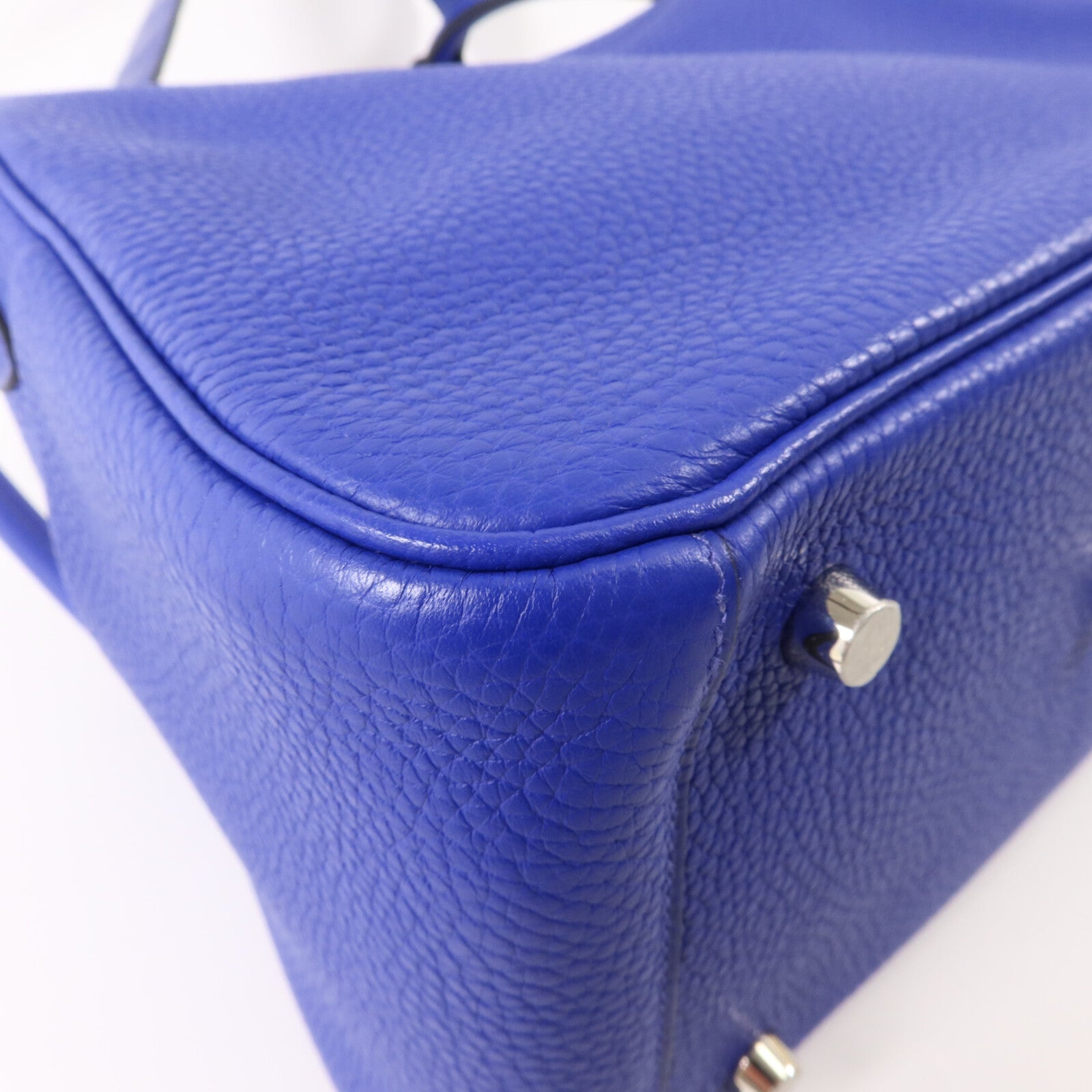 HERMES Clemence皮革/鱷魚皮革Lindy 26 Touch手挽肩背兩用袋Bleu Royal