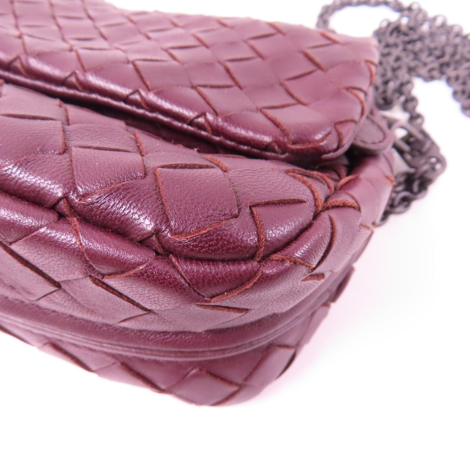 BOTTEGA VENETA 牛皮皮革Shoulder Bag鏈帶肩背袋紫色
