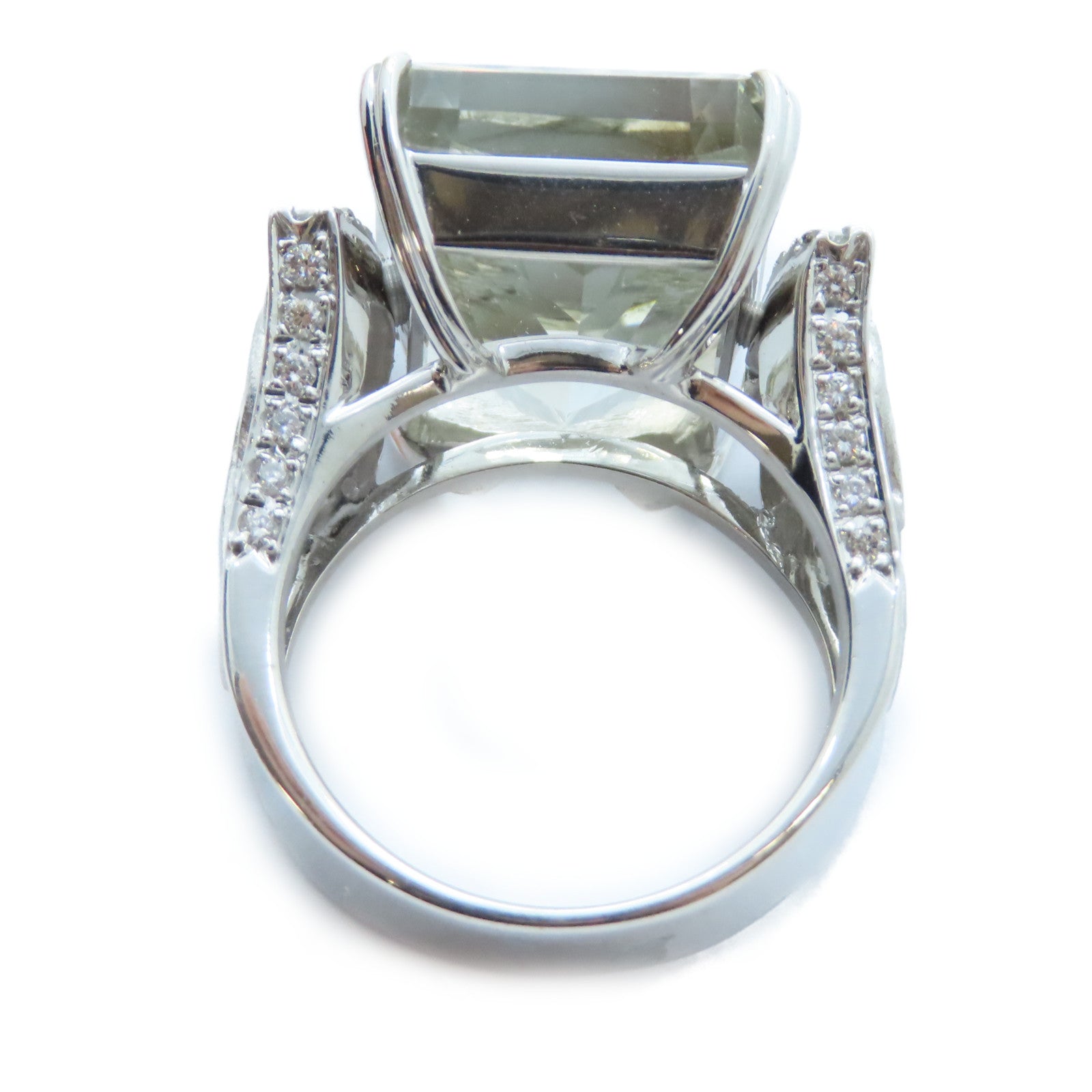 JEWELRY 18K白金Topaz Diamond Ring 24.39ct黃玉/0.46ct鑽石戒指US#7.5