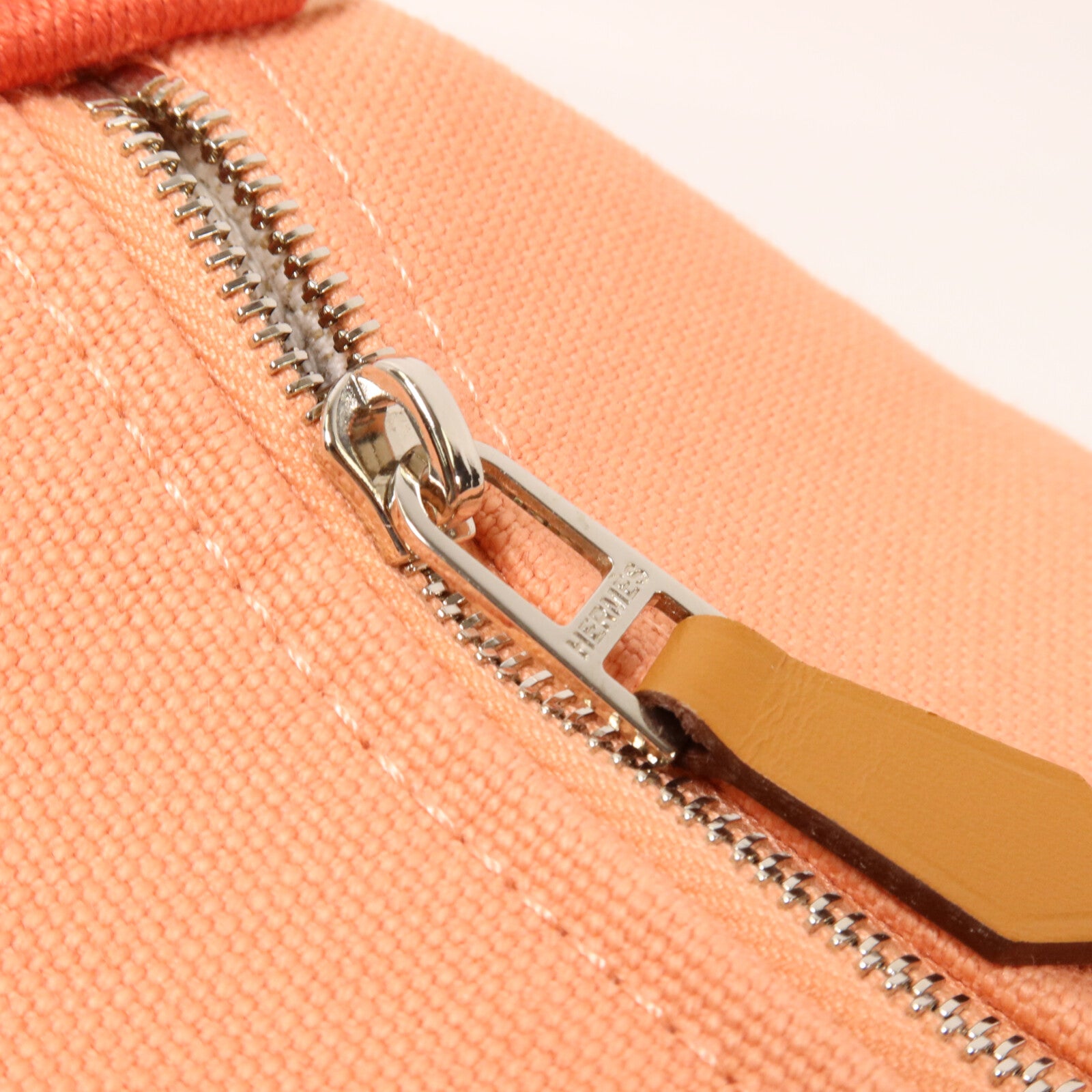 HERMES 帆布Bride a Brac PM手挽袋Goyave/White