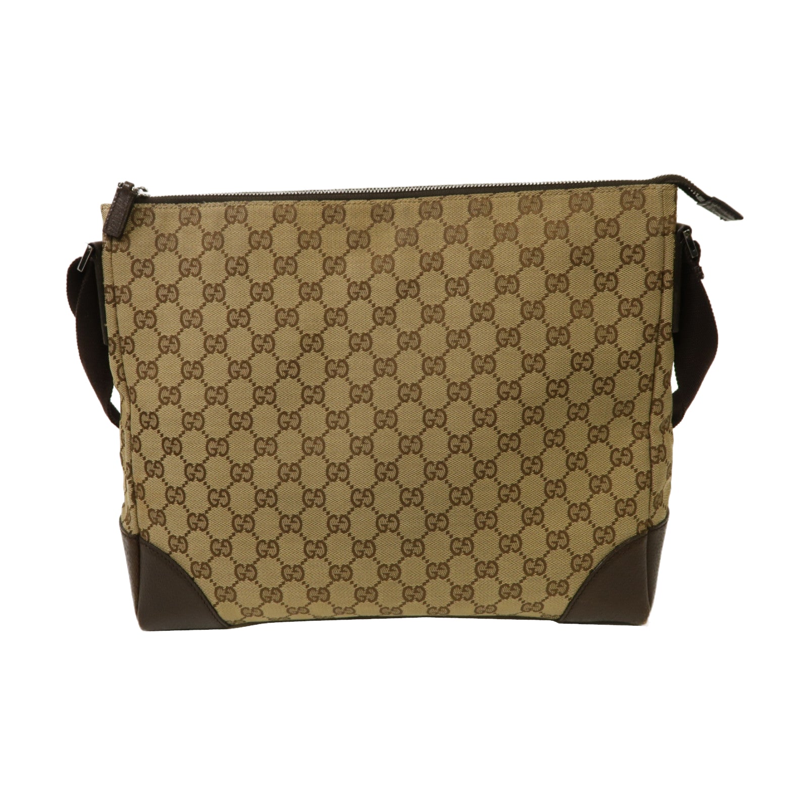 GUCCI 【激減優惠】帆布Shoulder Bag銀扣肩背袋啡色