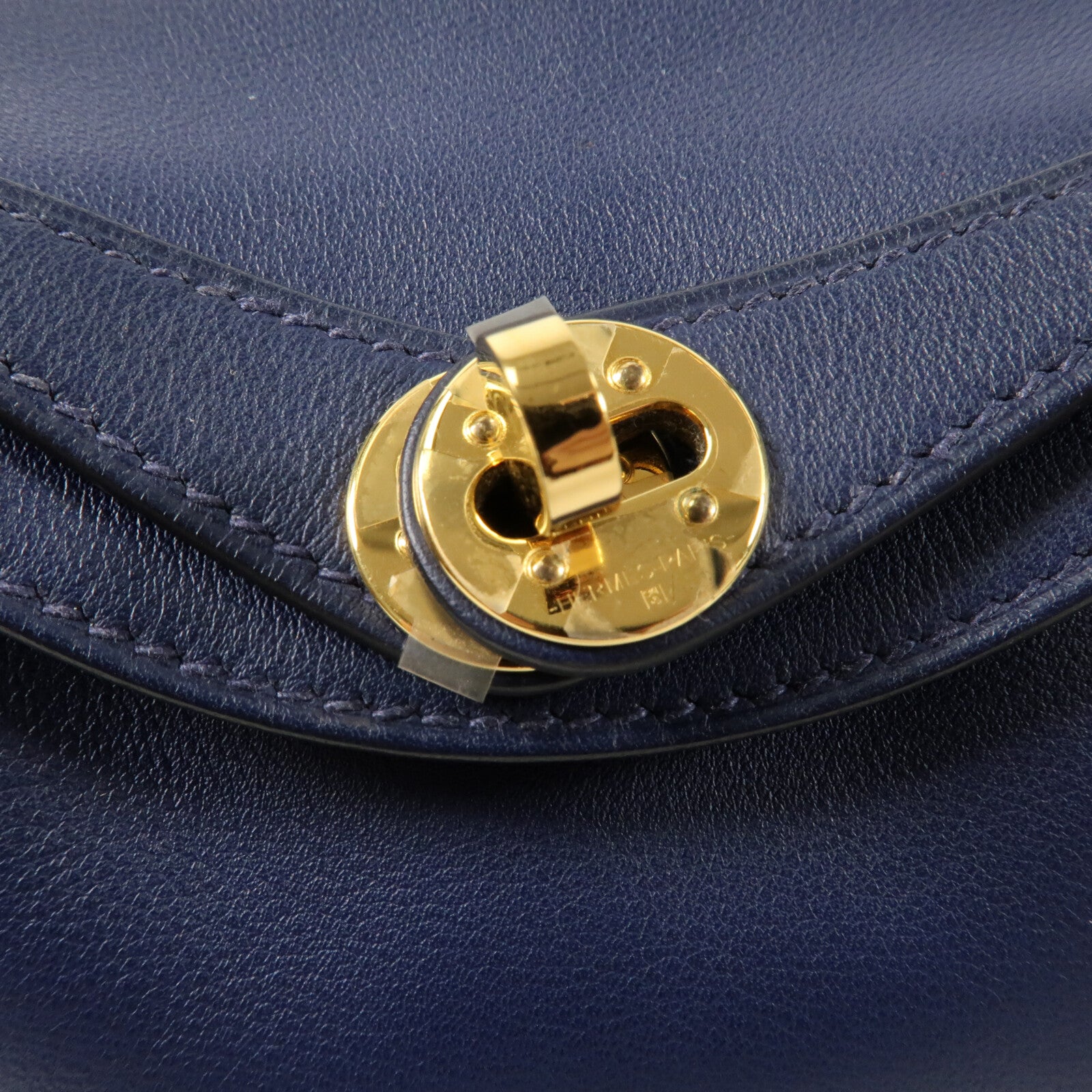 HERMES Swift皮革Mini Lindy金扣手挽肩背兩用袋Bleu Encre