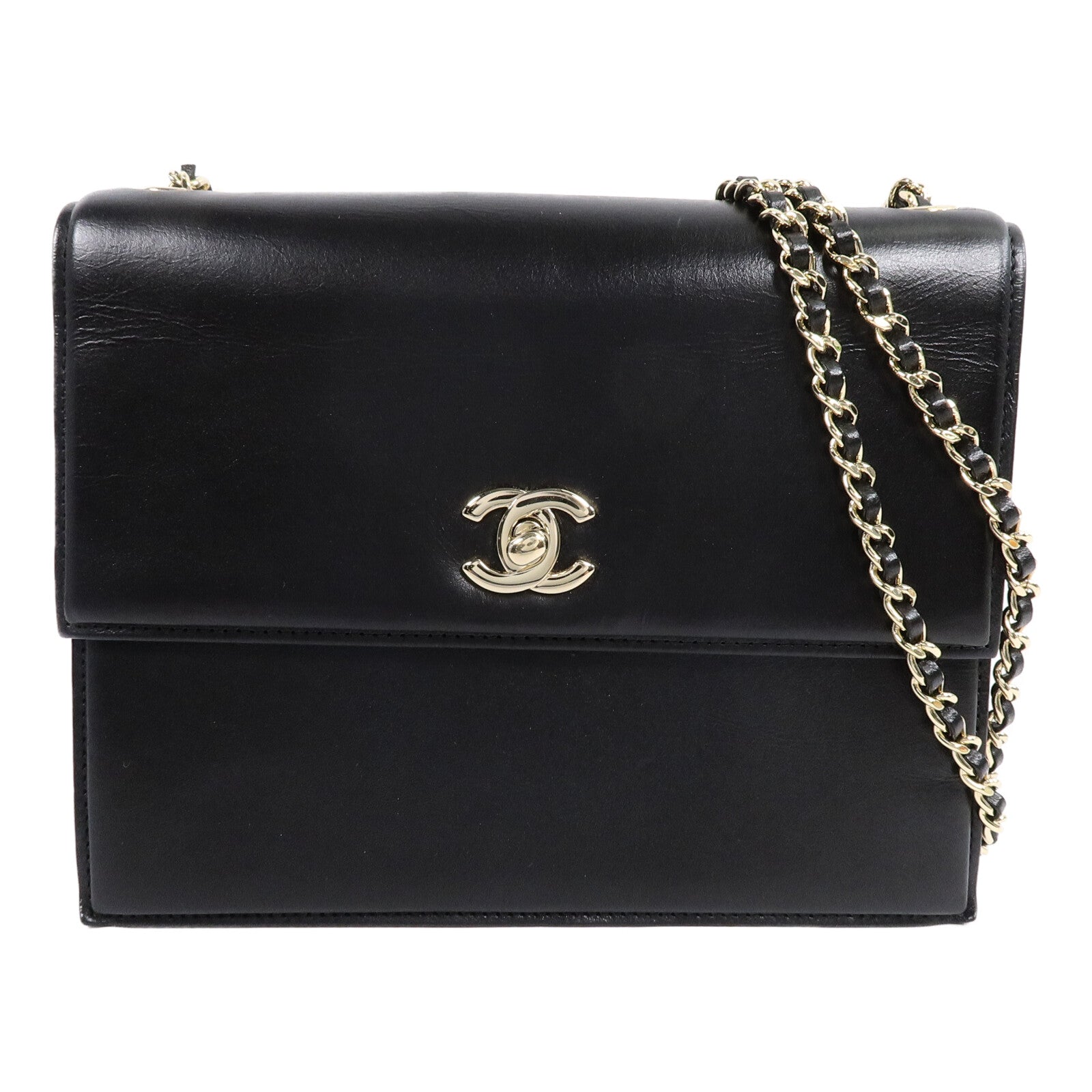 CHANEL 牛皮皮革Square Frame Flap鏈帶肩背袋