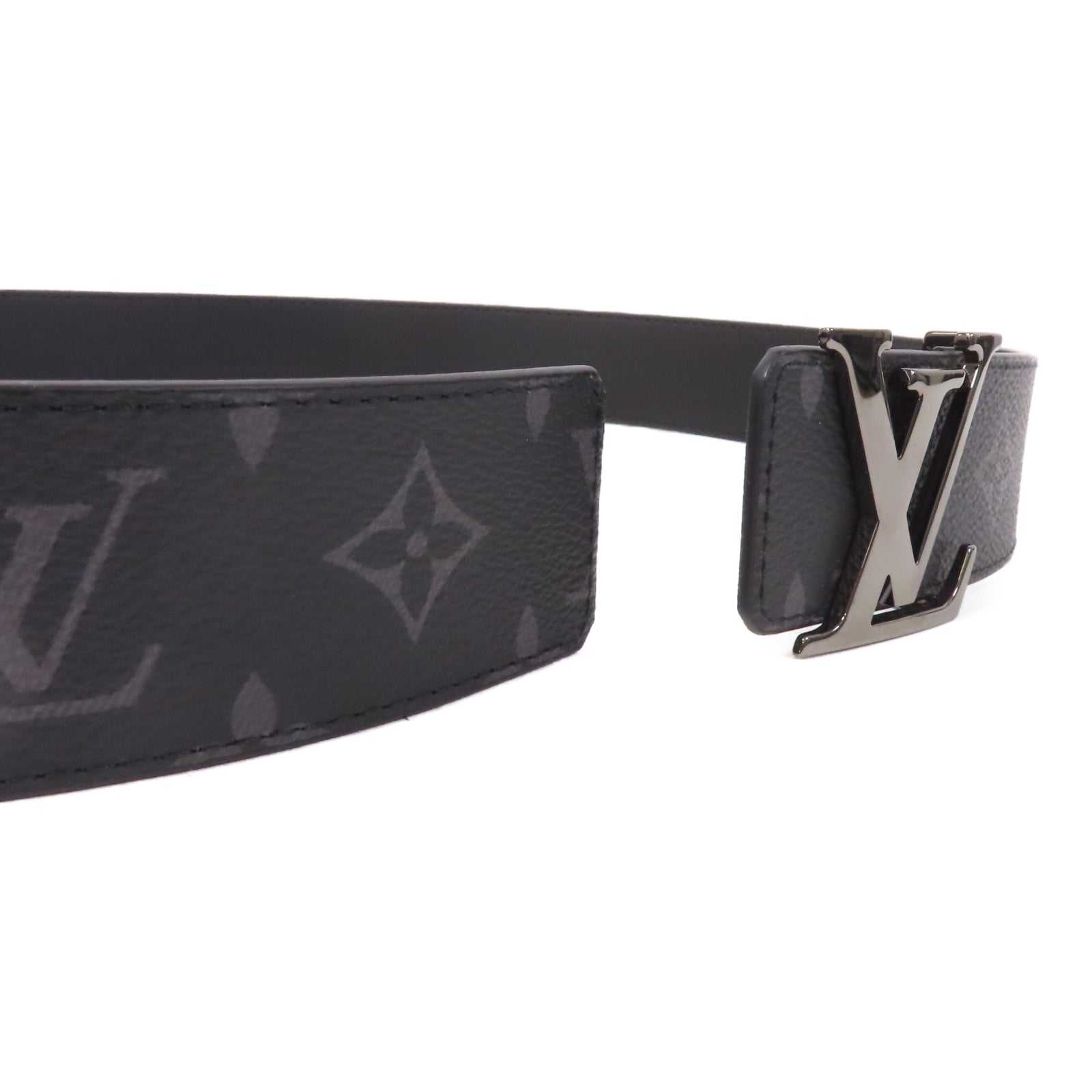 LOUIS VUITTON Monogram Eclipse Initiales皮帶黑色